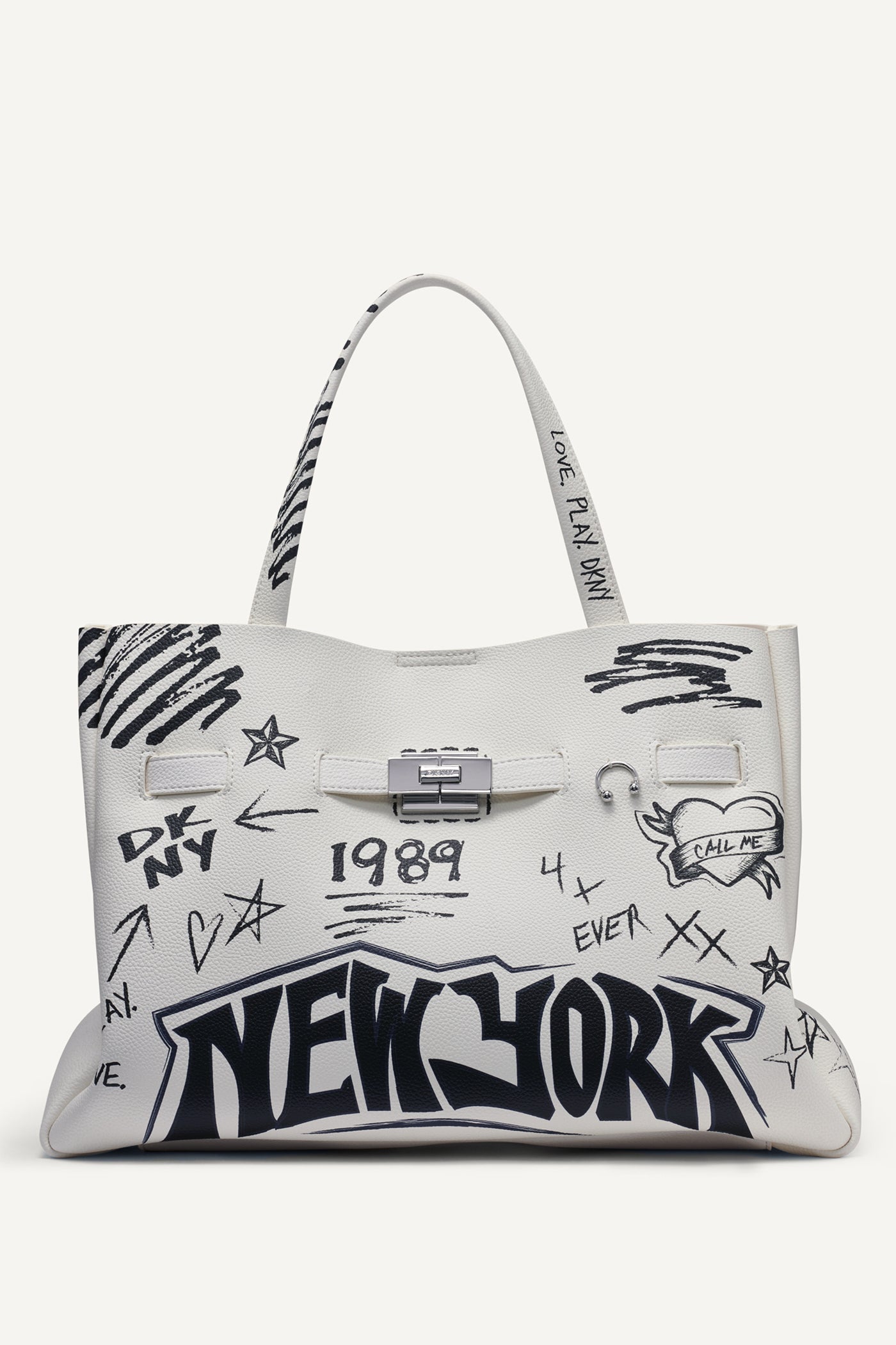 White BRYAR GRAFFITI SATCHEL, FRONT VIEW | MILLIE