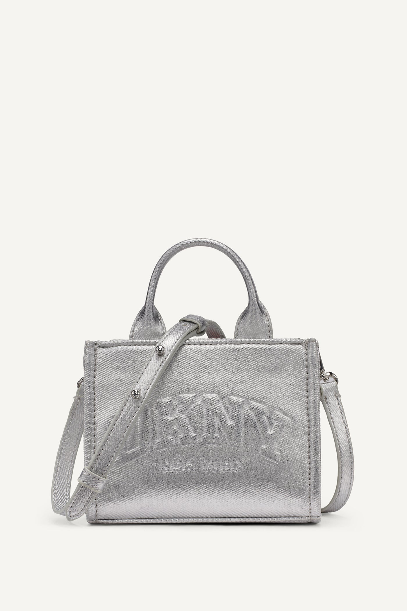 SILVER HADLEE METALLIC LOGO MINI CROSSBODY, FRONT VIEW | Bags