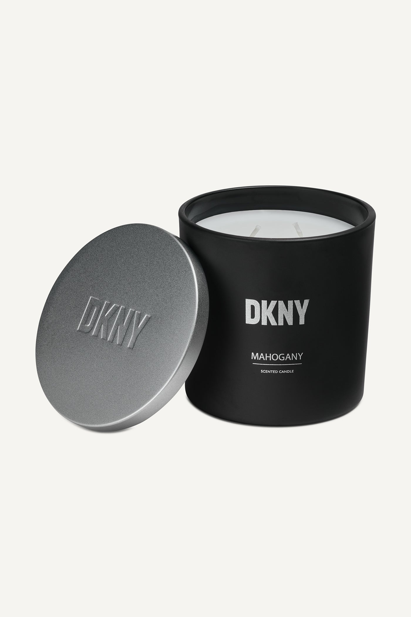 White 14 oz DKNY Mahogany Matte Candle, VIEW 1 | Not Clearance or Preorder
