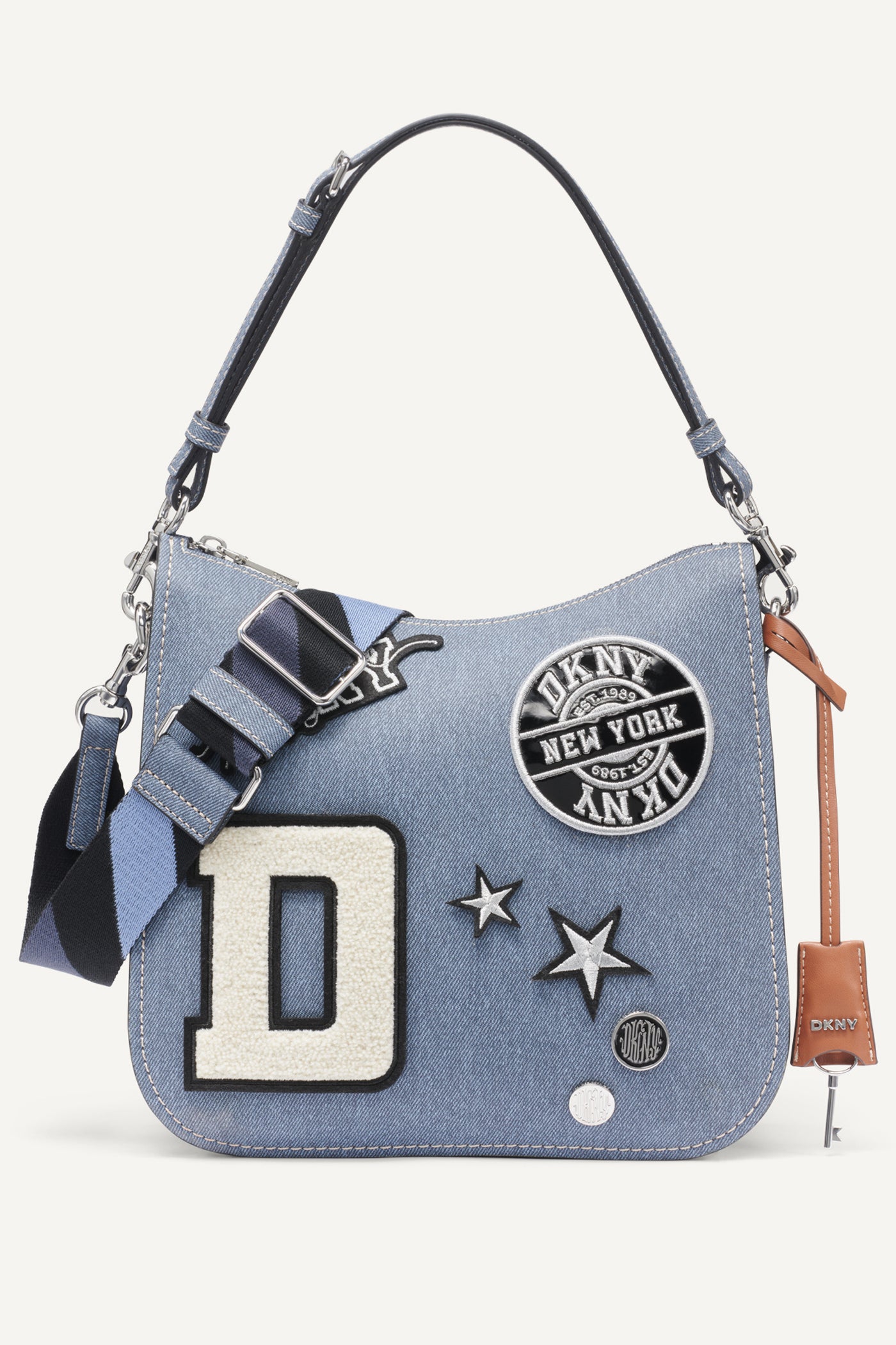 Denim NESSA MEDIUM CROSSBODY, FRONT VIEW | Crossbody Bags