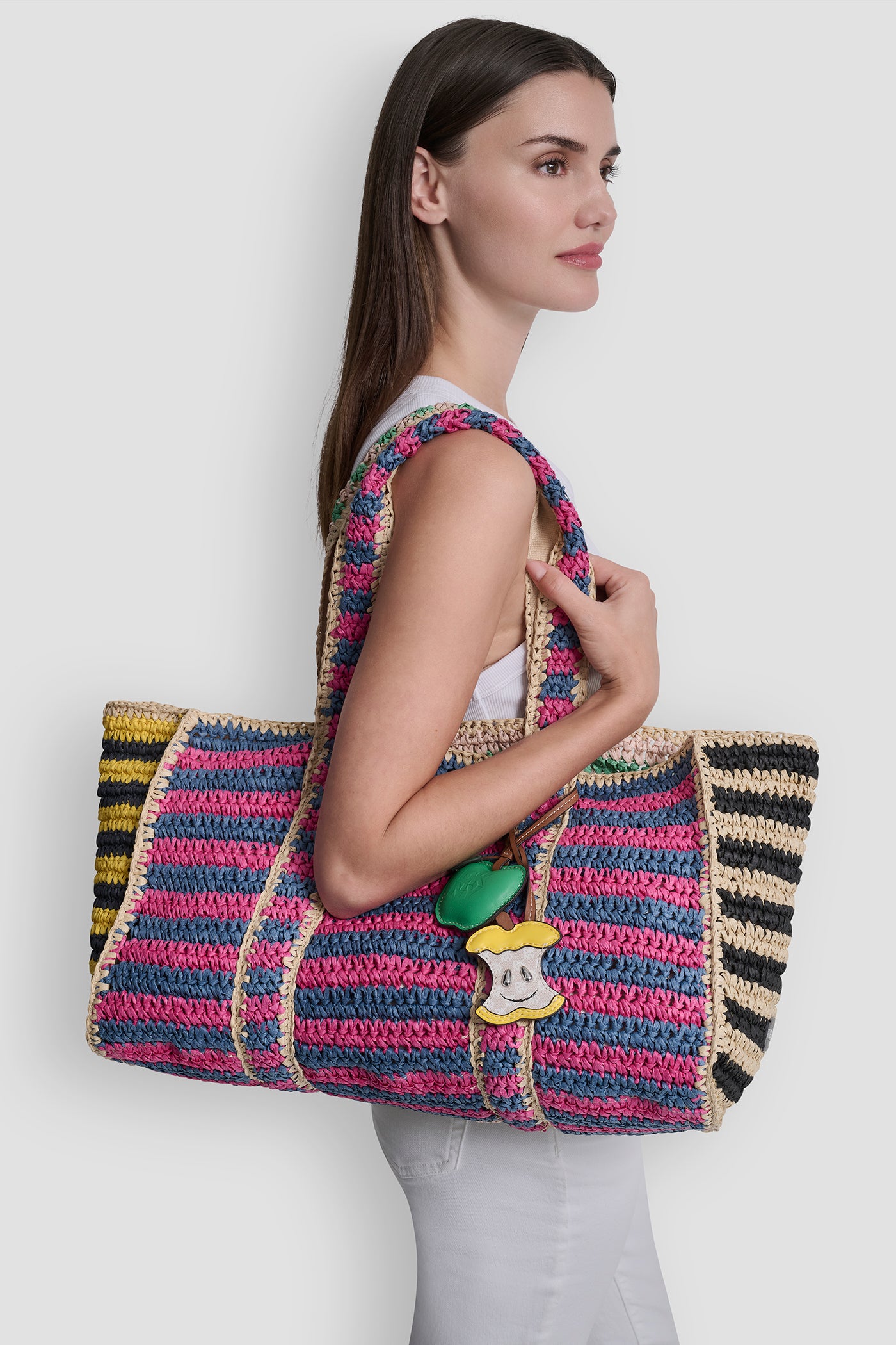 Multi NESSA RAFFIA TOTE, BACK VIEW | MILLIE
