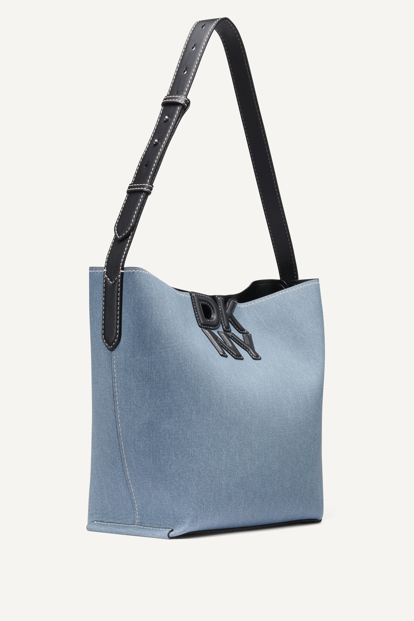 NICOLE DENIM LOGO BUCKET BAG VIEW 3 | Shoulder & Hobo Bags
