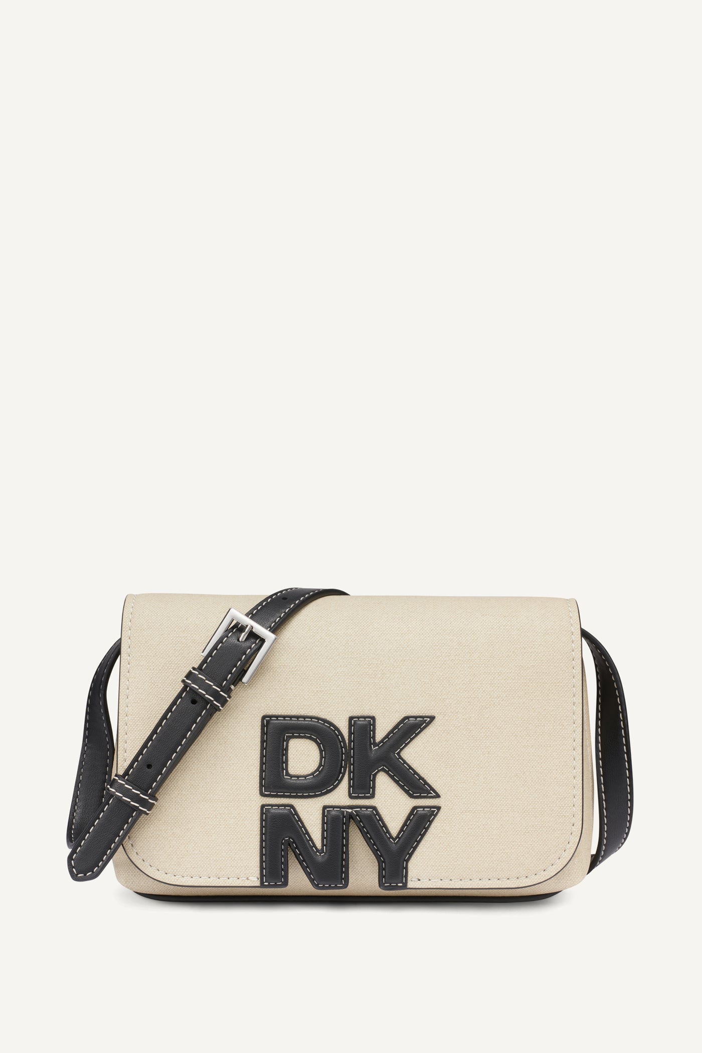 Natural/Black NICOLE LOGO CROSSBODY BAG, FRONT VIEW | NEW NEUTRALS