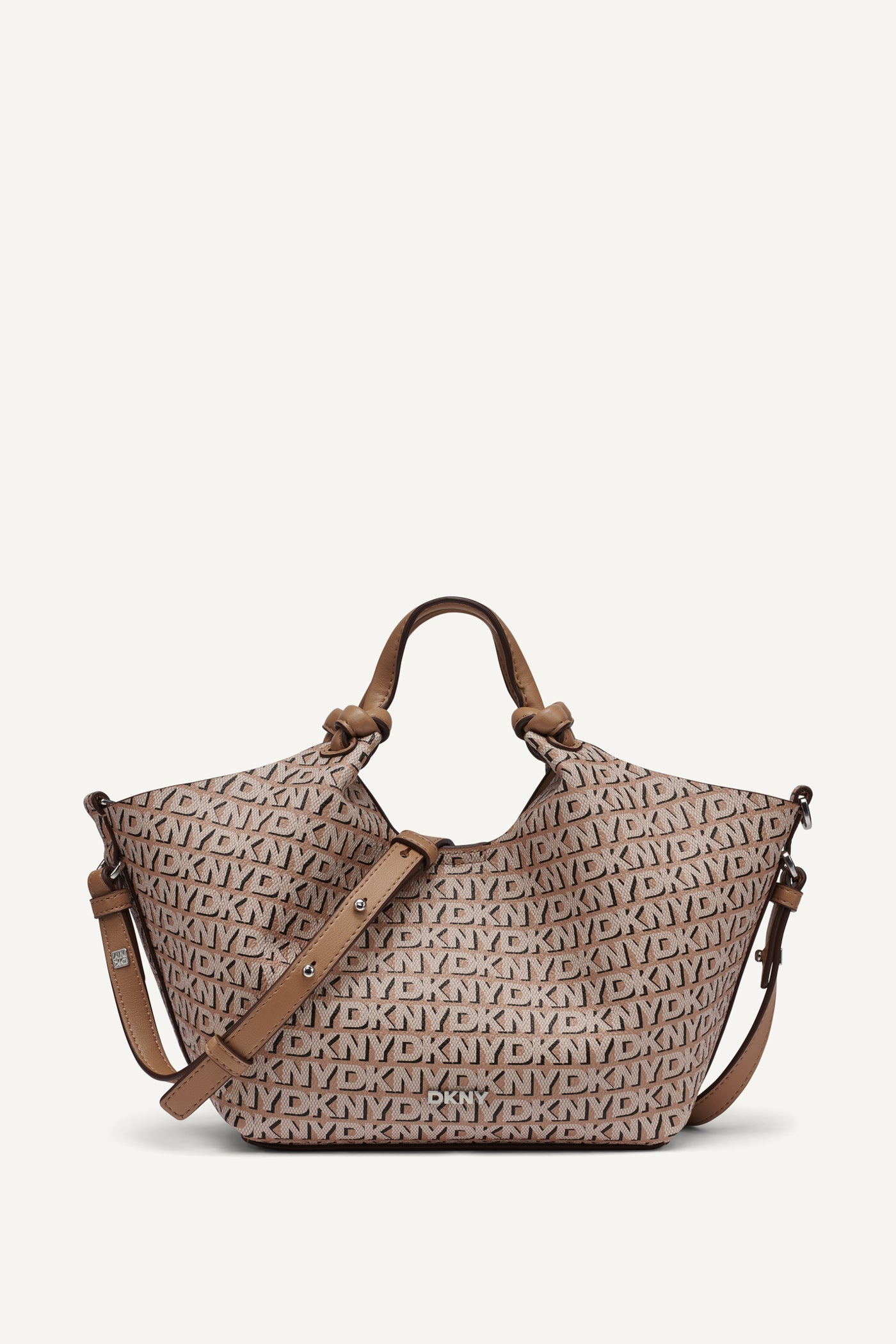 Cappuccino PAULA NEW YORK LOGO SMALL TOTE, FRONT VIEW | The Paula Commuter Tote