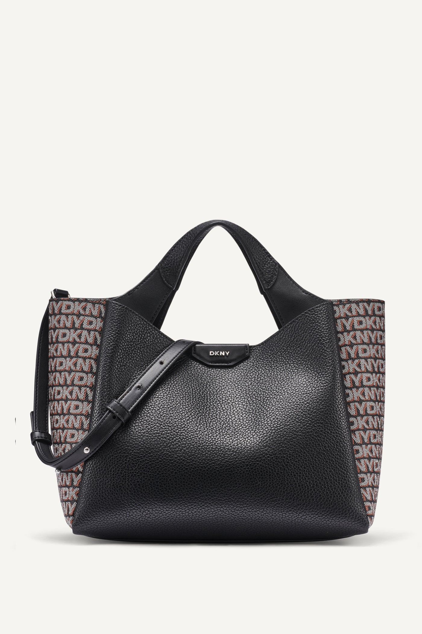 Black/Saddle WILLA NEW YORK LOGO SATCHEL, FRONT VIEW | Products