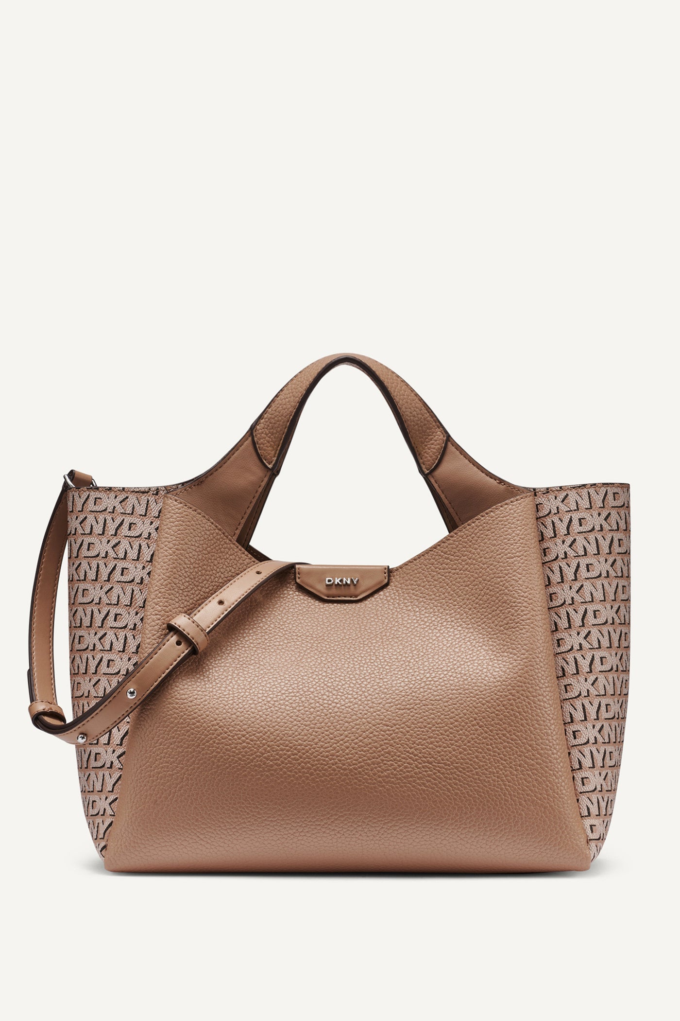 Cappuccino WILLA NEW YORK LOGO SATCHEL, FRONT VIEW | Products