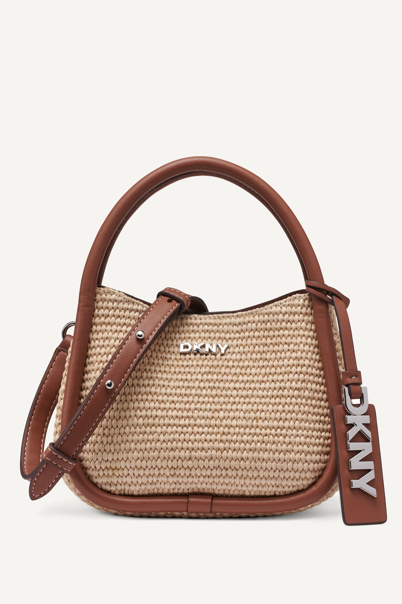 Natural/Saddle CAPRI HOBO CROSSBODY, FRONT VIEW | Crossbody Bags