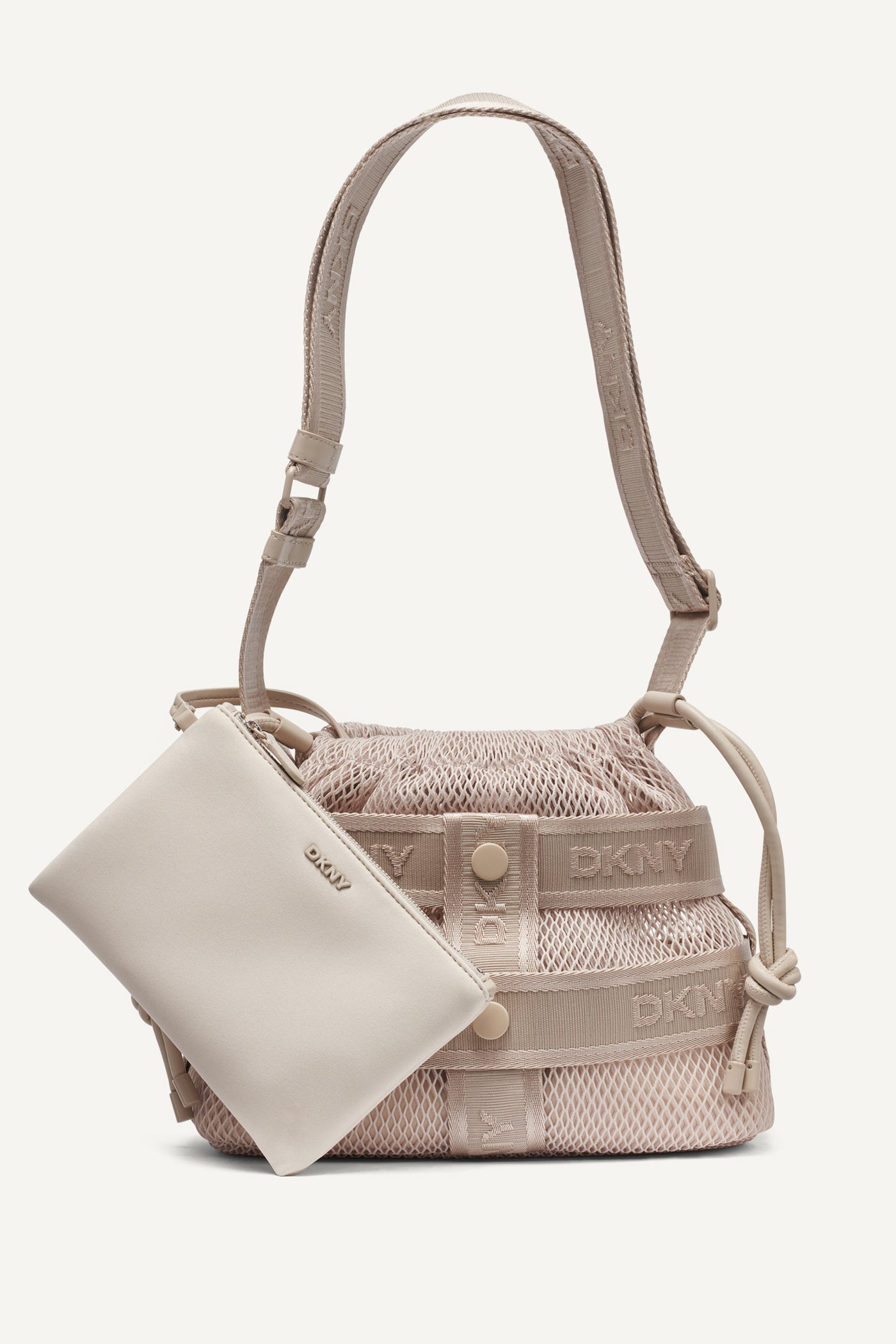 Light Taupe CHAYA MESH LOGO CROSSBODY, FRONT VIEW | Crossbody Bags