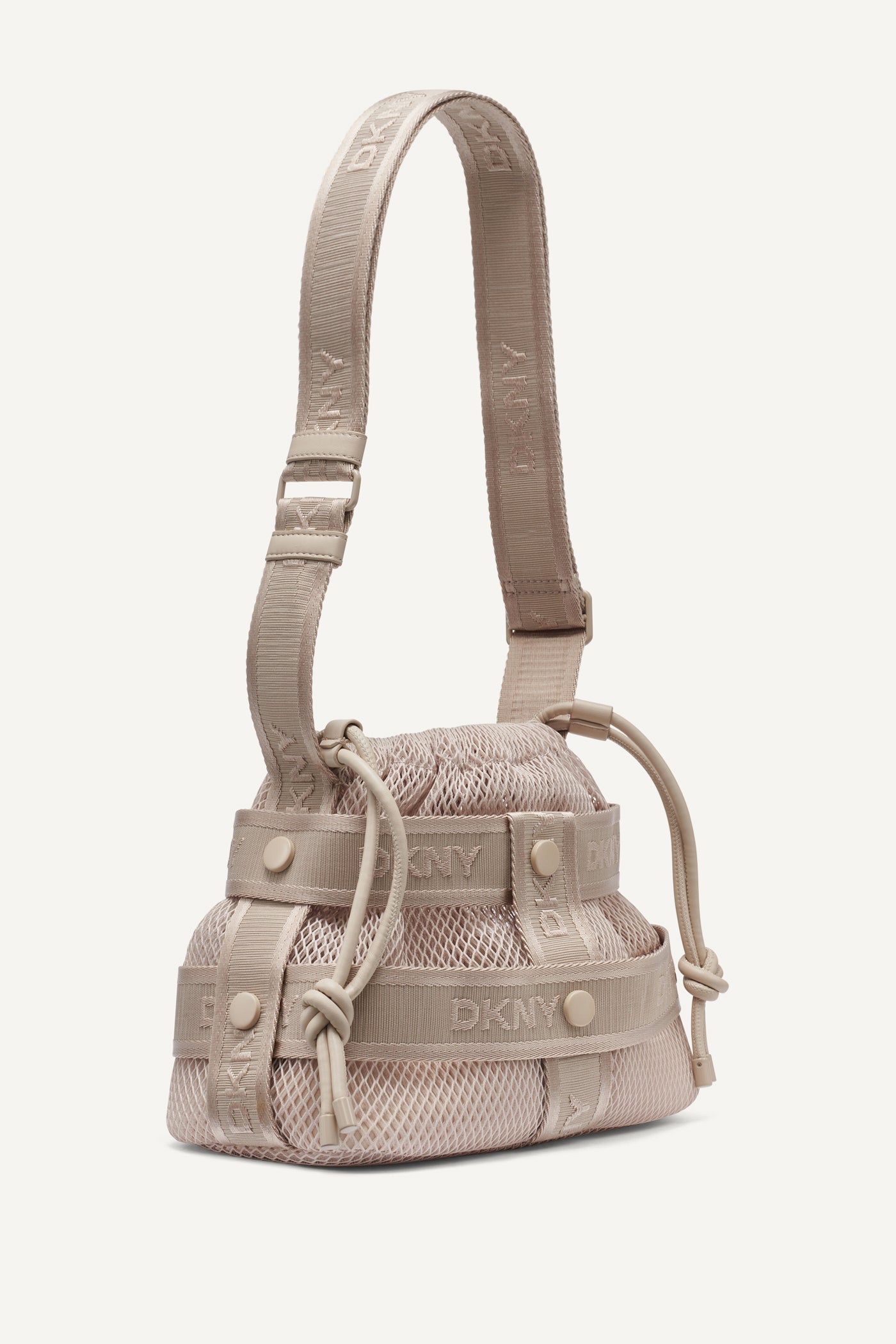 Light Taupe CHAYA MESH LOGO CROSSBODY, BACK VIEW | Crossbody Bags