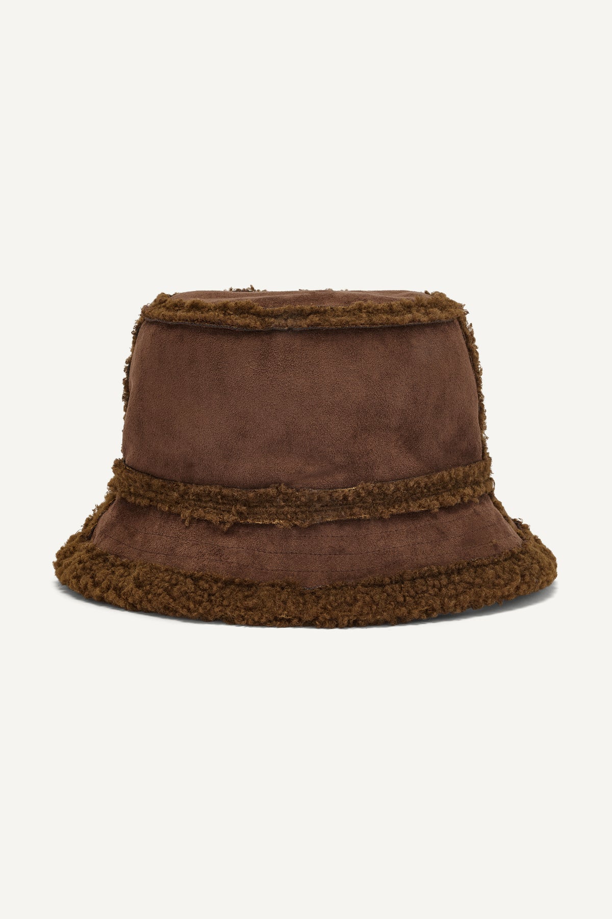 FAUX SUEDE AND SHERPA BUCKET HAT VIEW 2