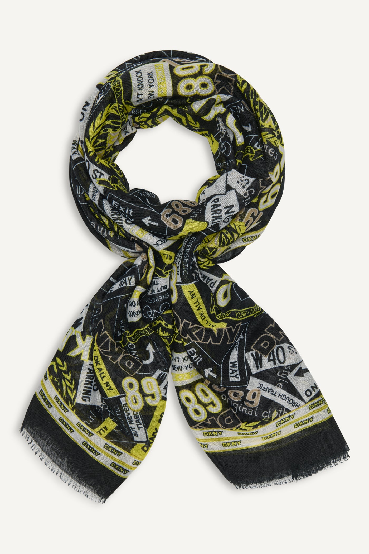 Night 1989 CITY SIGNS PRINT SCARF, BACK VIEW | Under $75