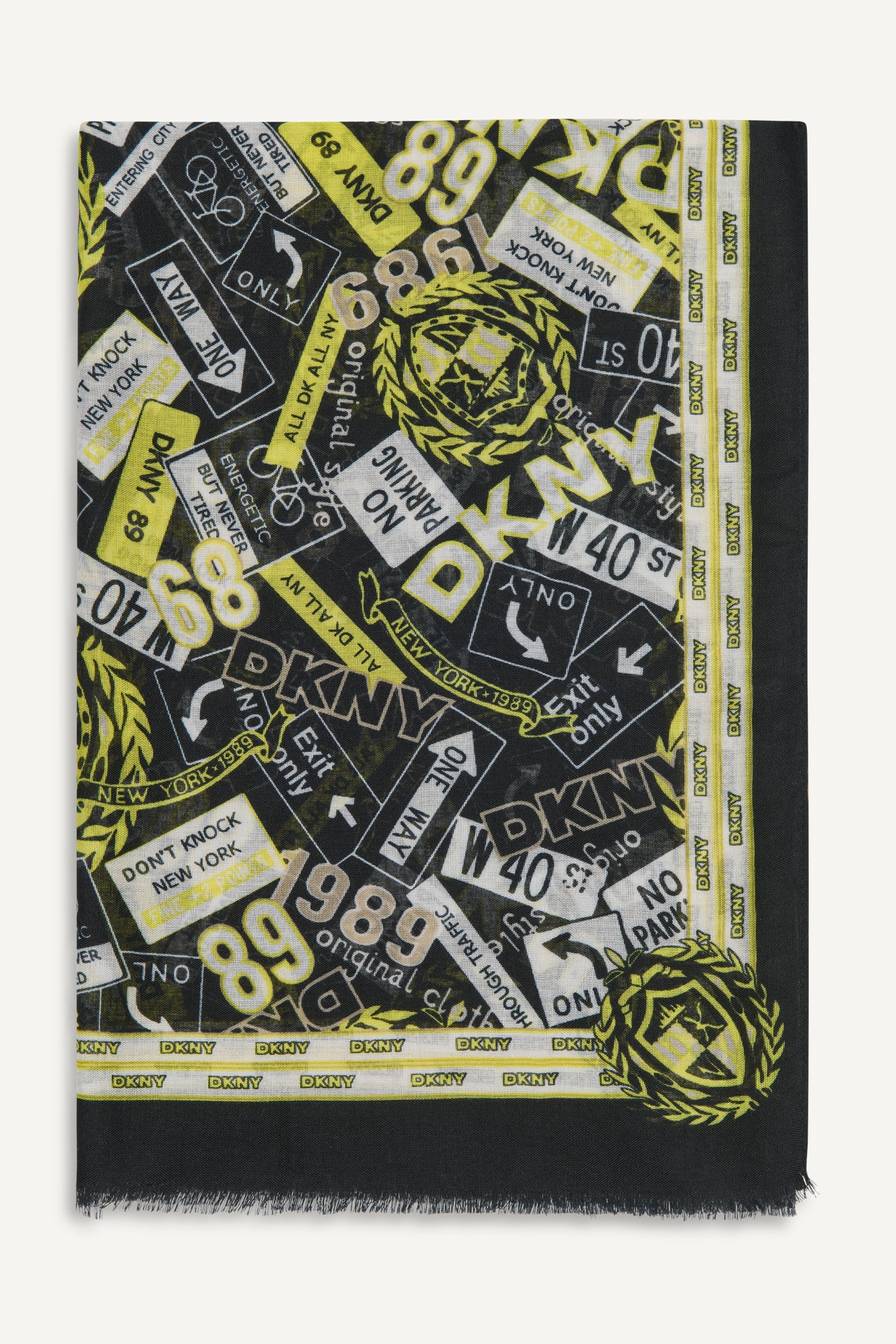 Night 1989 CITY SIGNS PRINT SCARF, FRONT VIEW | Under $75