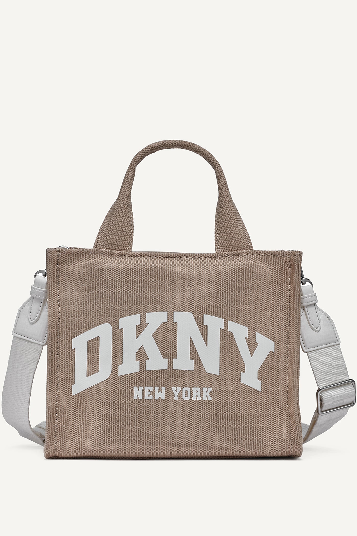 Beige HADLEE SMALL LOGO TOTE, FRONT VIEW | The Hadlee