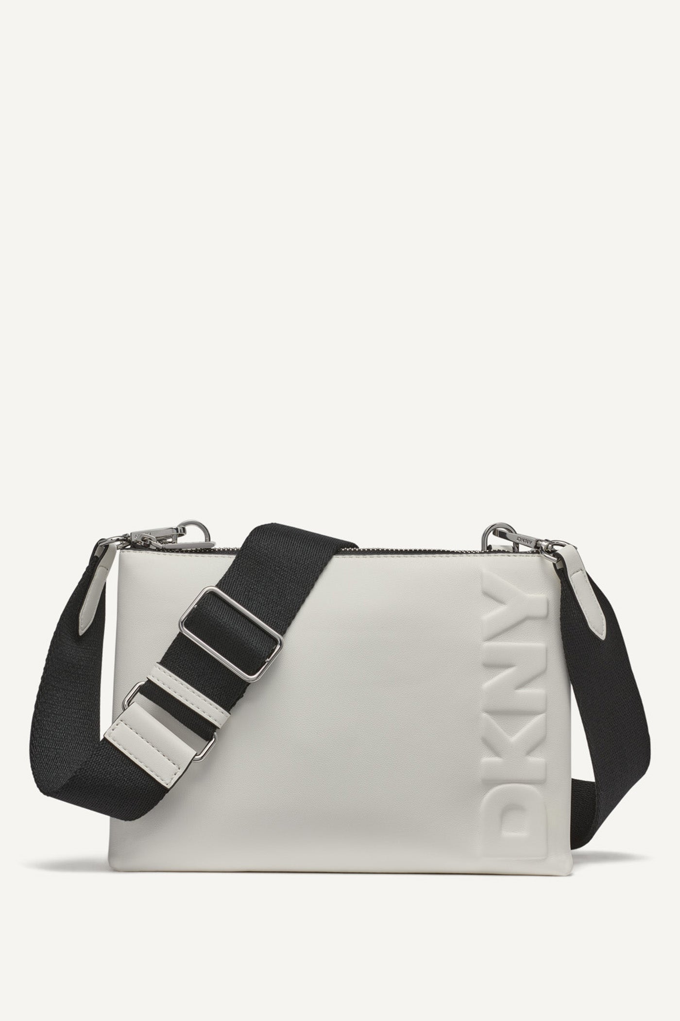 Marshmallow TINSLEY LOGO EMBOSSED CROSSBODY BAG, FRONT VIEW | Summer Essentials