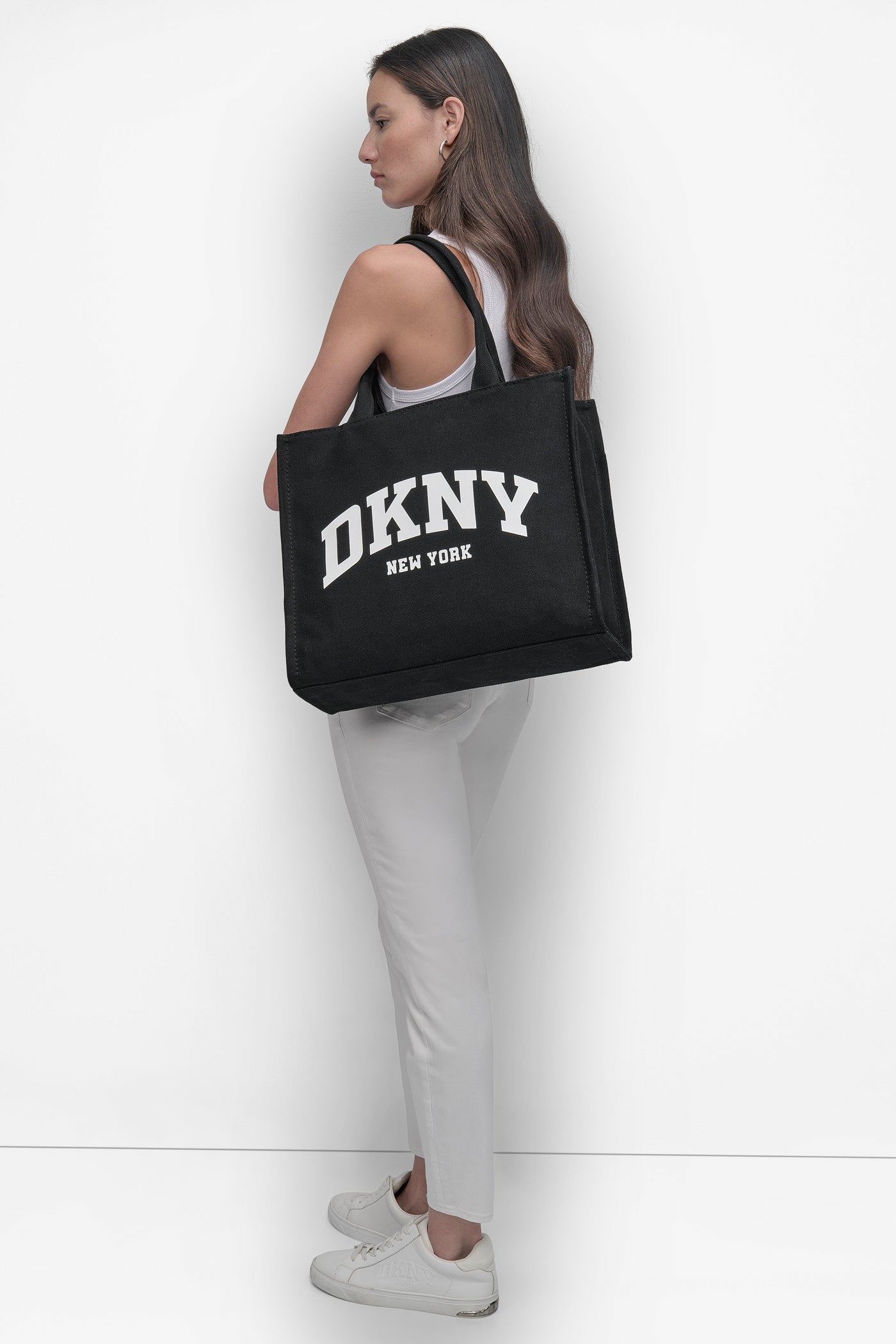 Black HADLEE LARGE TOTE BAG, BACK VIEW | The Hadlee