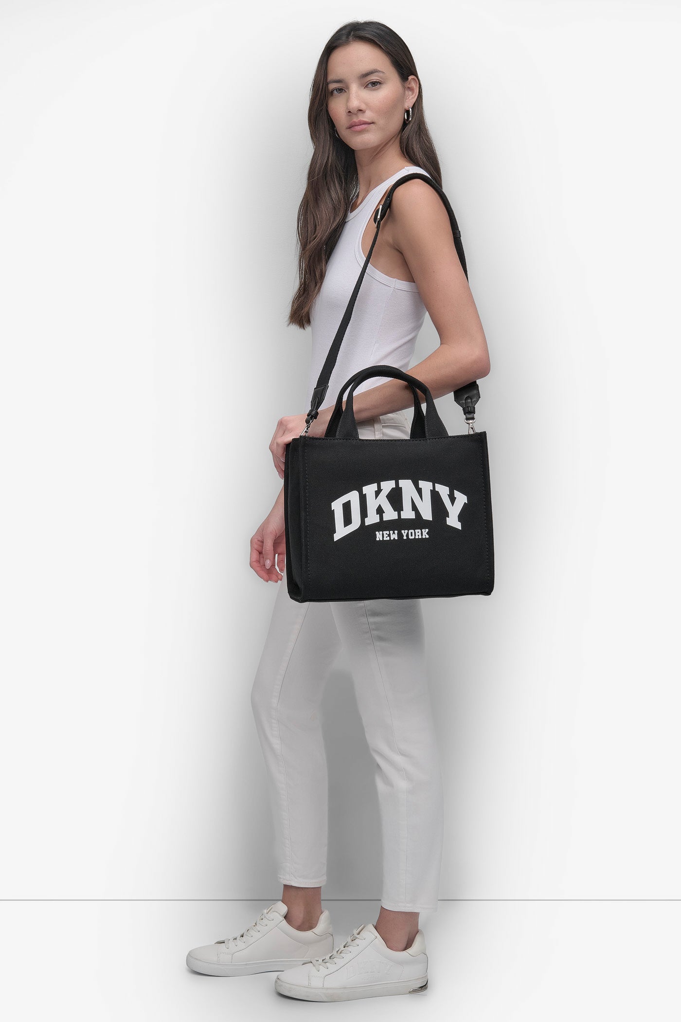 BLACK/SILVER HADLEE MEDIUM LOGO TOTE, BACK VIEW | The Hadlee
