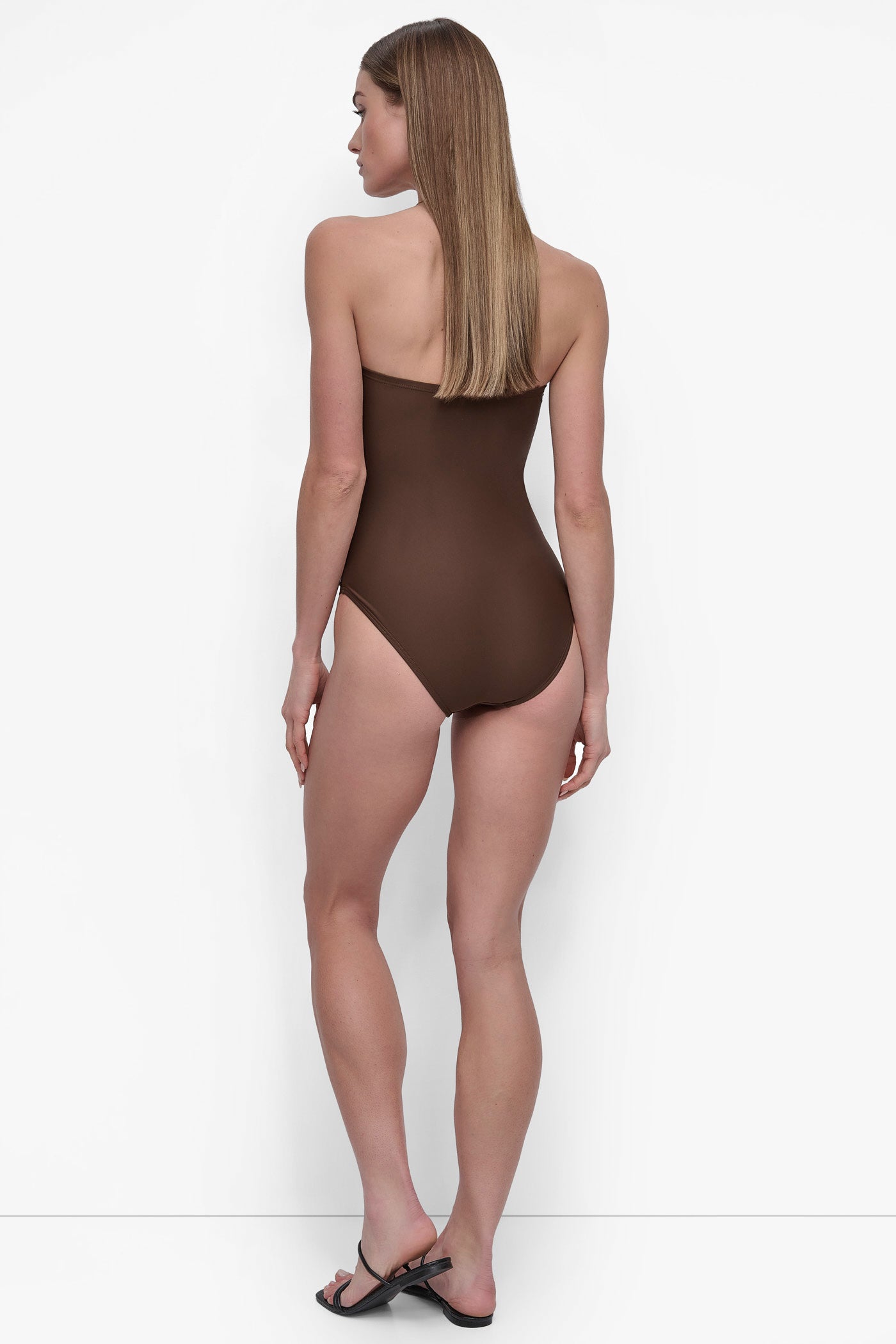 MOCHA U-WIRE BANDEAU ONE PIECE, BACK VIEW | SWIM