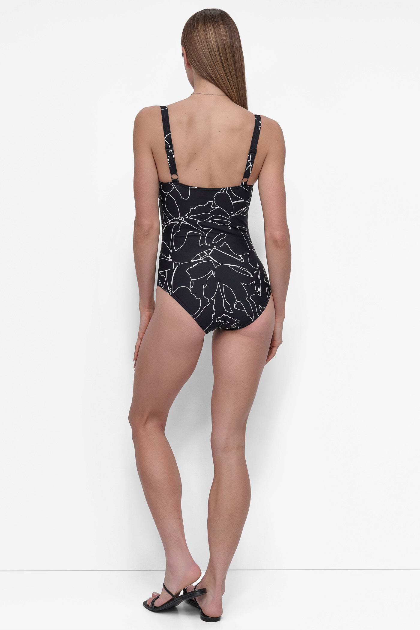 JUMBO OUTLINED FLORAL STARBURST ONE PIECE, BACK VIEW | SWIM