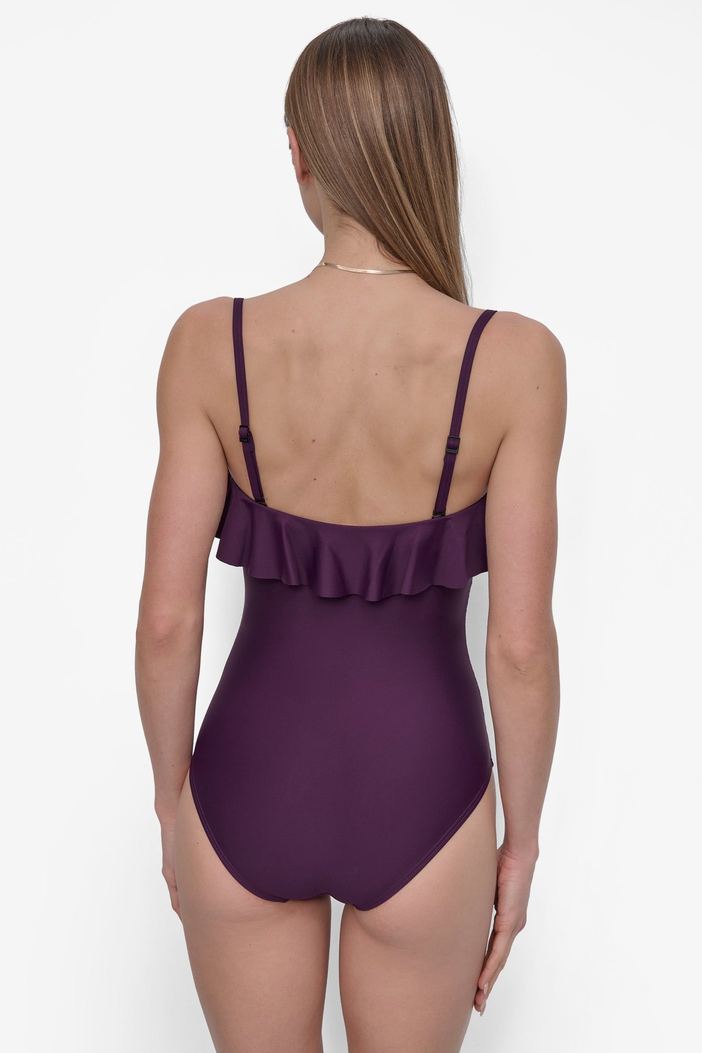 PORT RUFFLED PINUP BANDEAU ONE PIECE, BACK VIEW | Products