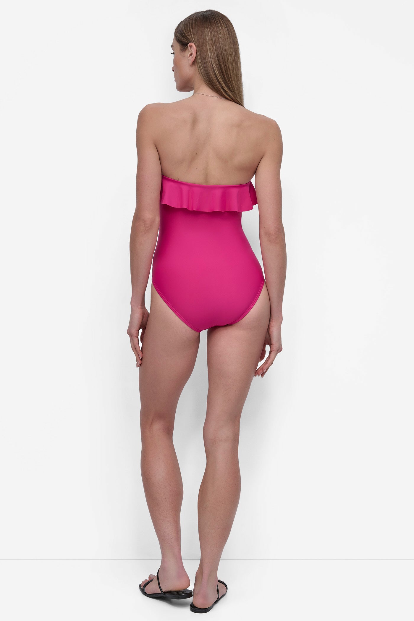 WILDBERRY RUFFLED PINUP BANDEAU ONE PIECE, BACK VIEW | Summer Essentials