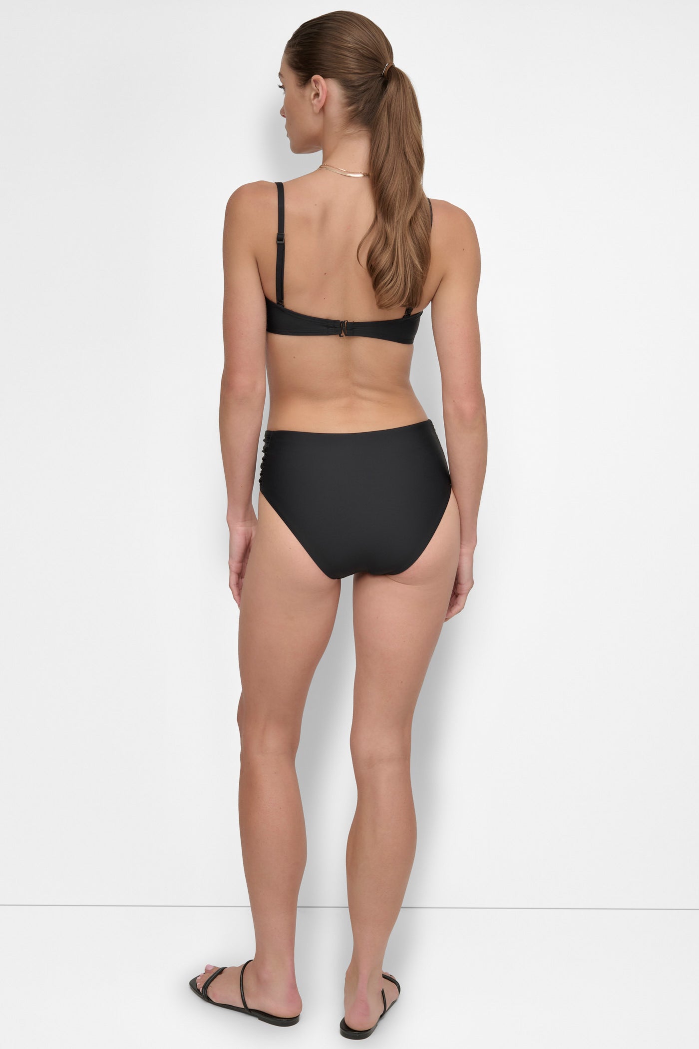 Black U-WIRE BANDEAU SHIRRED BIKINI, BACK VIEW | SWIM