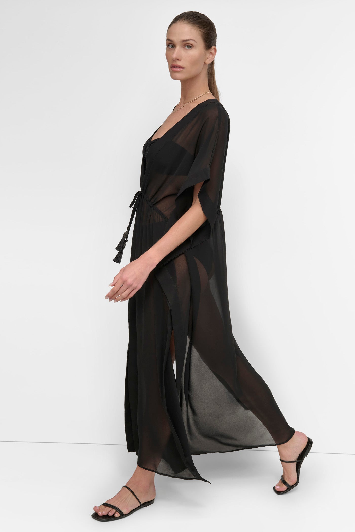 TIE-FRONT MAXI KAFTAN VIEW 3 | SWIM