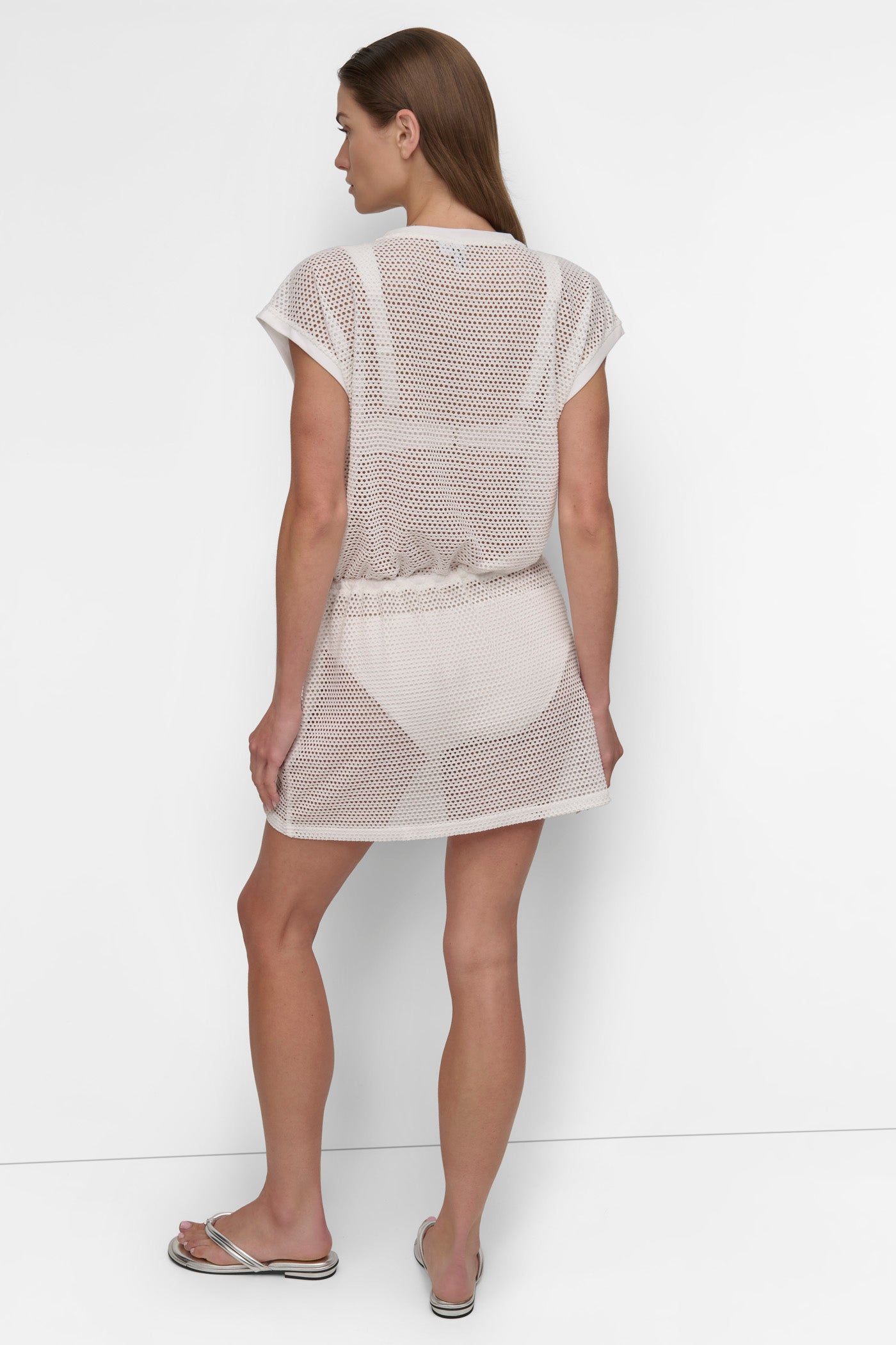 SOFT WHITE EASY MESH TUNIC, BACK VIEW | SWIM
