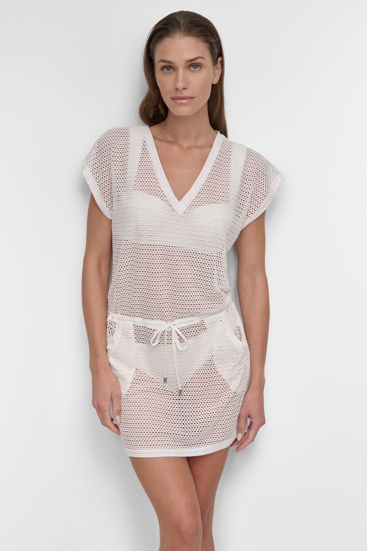 SOFT WHITE EASY MESH TUNIC, FRONT VIEW | SWIM