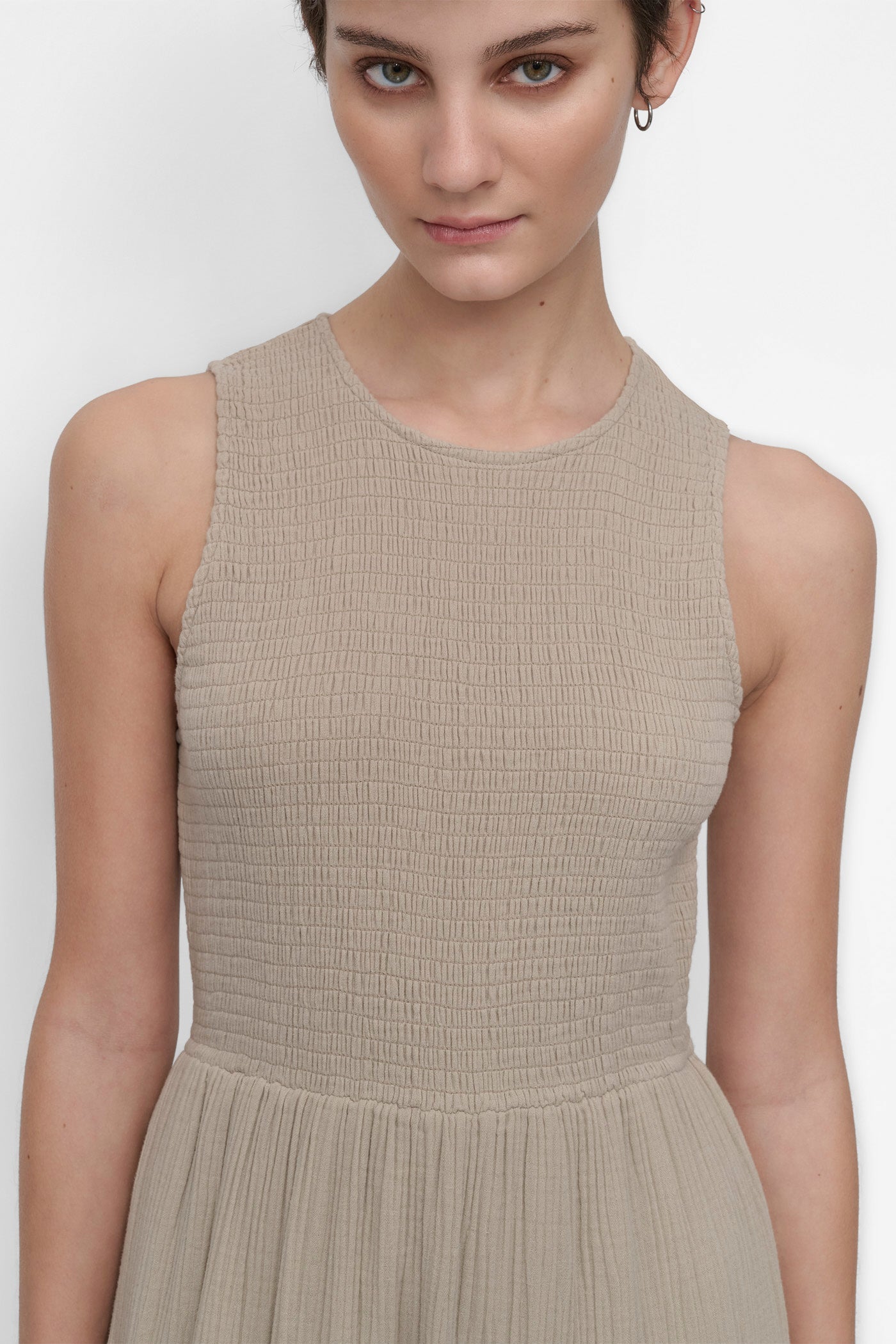 GAUZE TIERED SMOCKED DRESS VIEW 5 | Summer Essentials