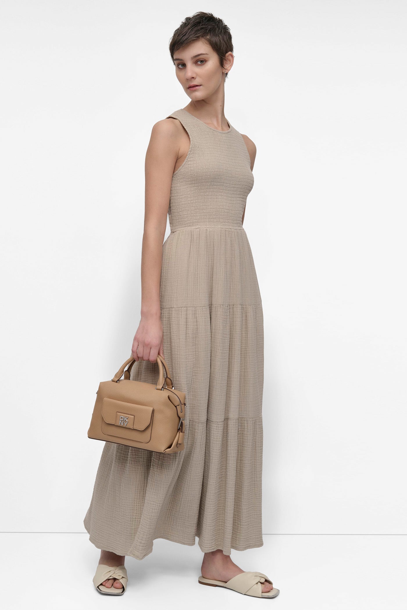 GAUZE TIERED SMOCKED DRESS VIEW 4 | Summer Essentials