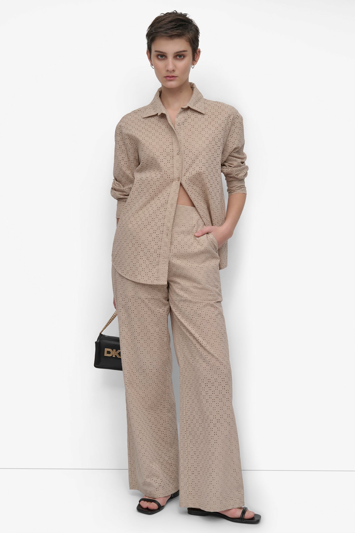 EYELET LONG SLEEVE BUTTON FRONT SHIRT VIEW 6 | SALE