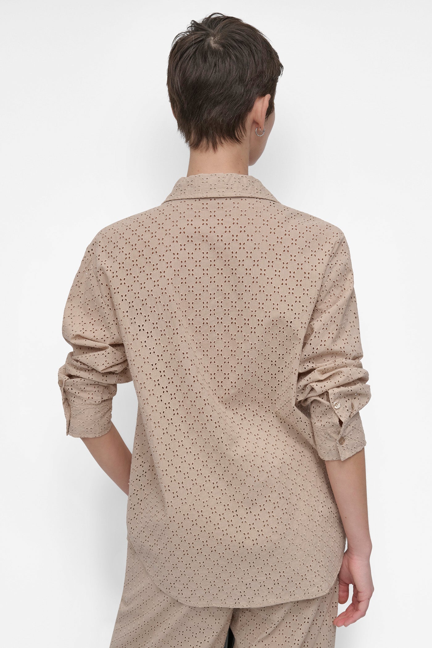 EYELET LONG SLEEVE BUTTON FRONT SHIRT VIEW 5 | SALE