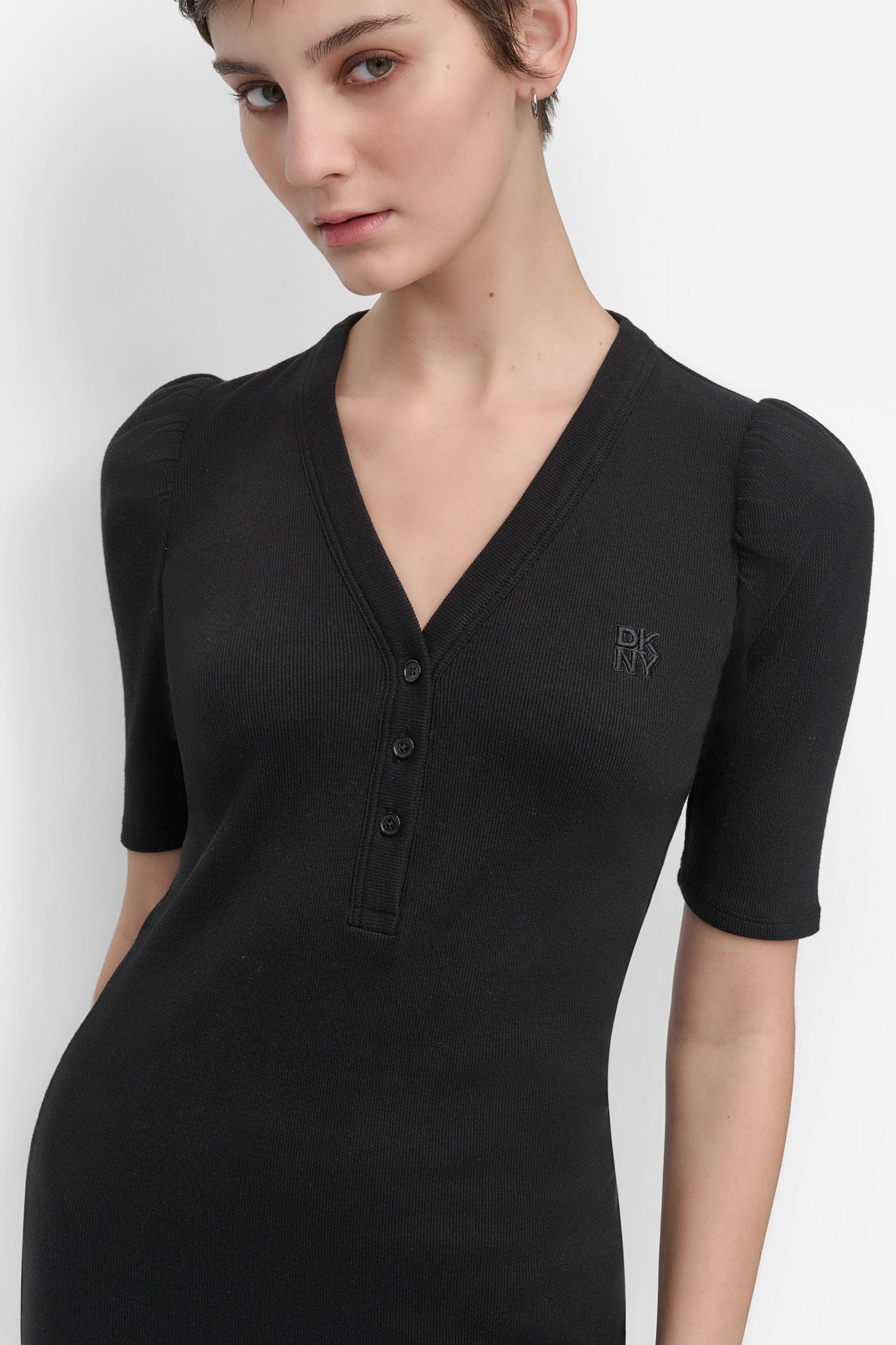 VNECK HENLEY LONG SLEEVE DRESS VIEW 4 | SALE DRESSES