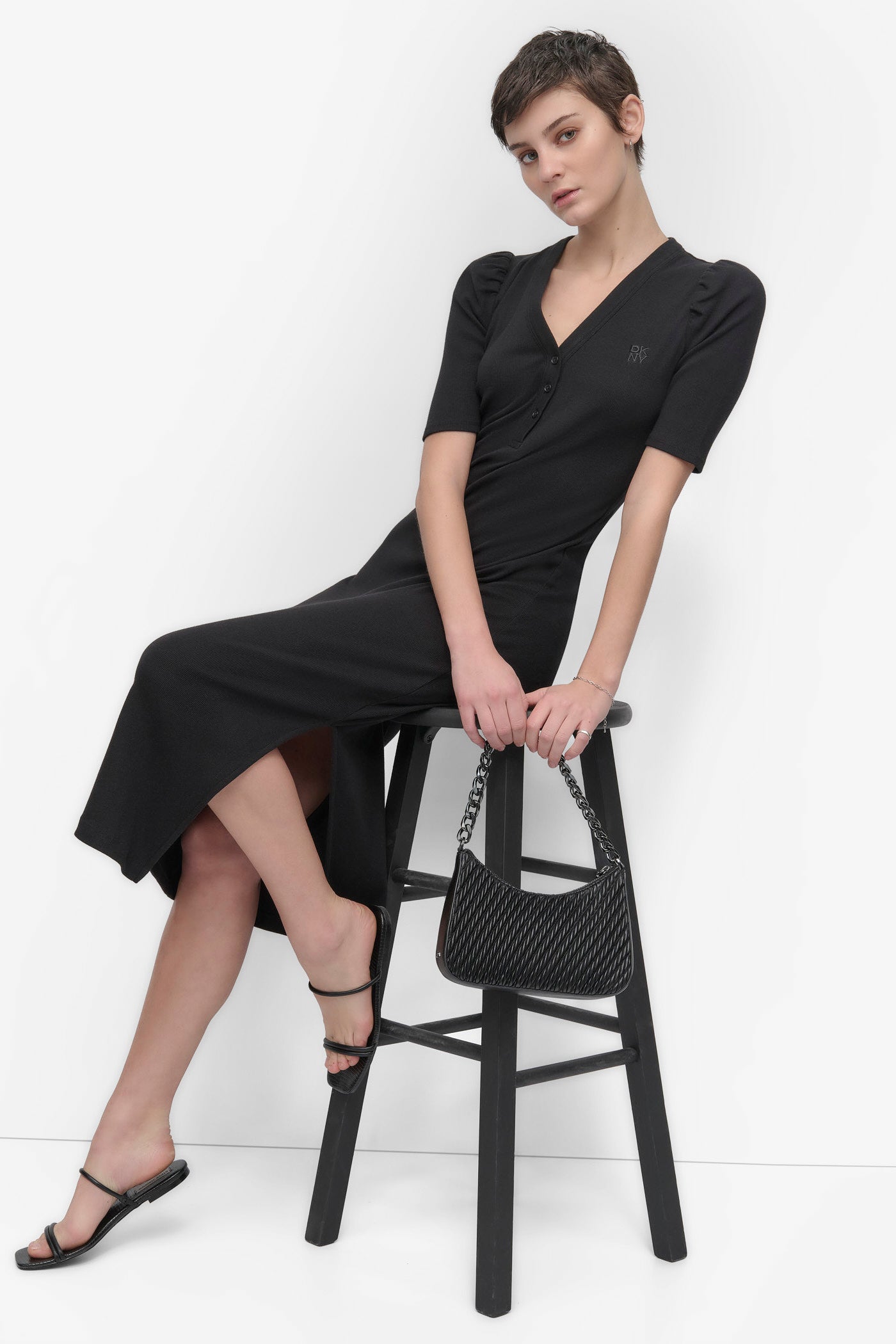 VNECK HENLEY LONG SLEEVE DRESS VIEW 5 | SALE DRESSES