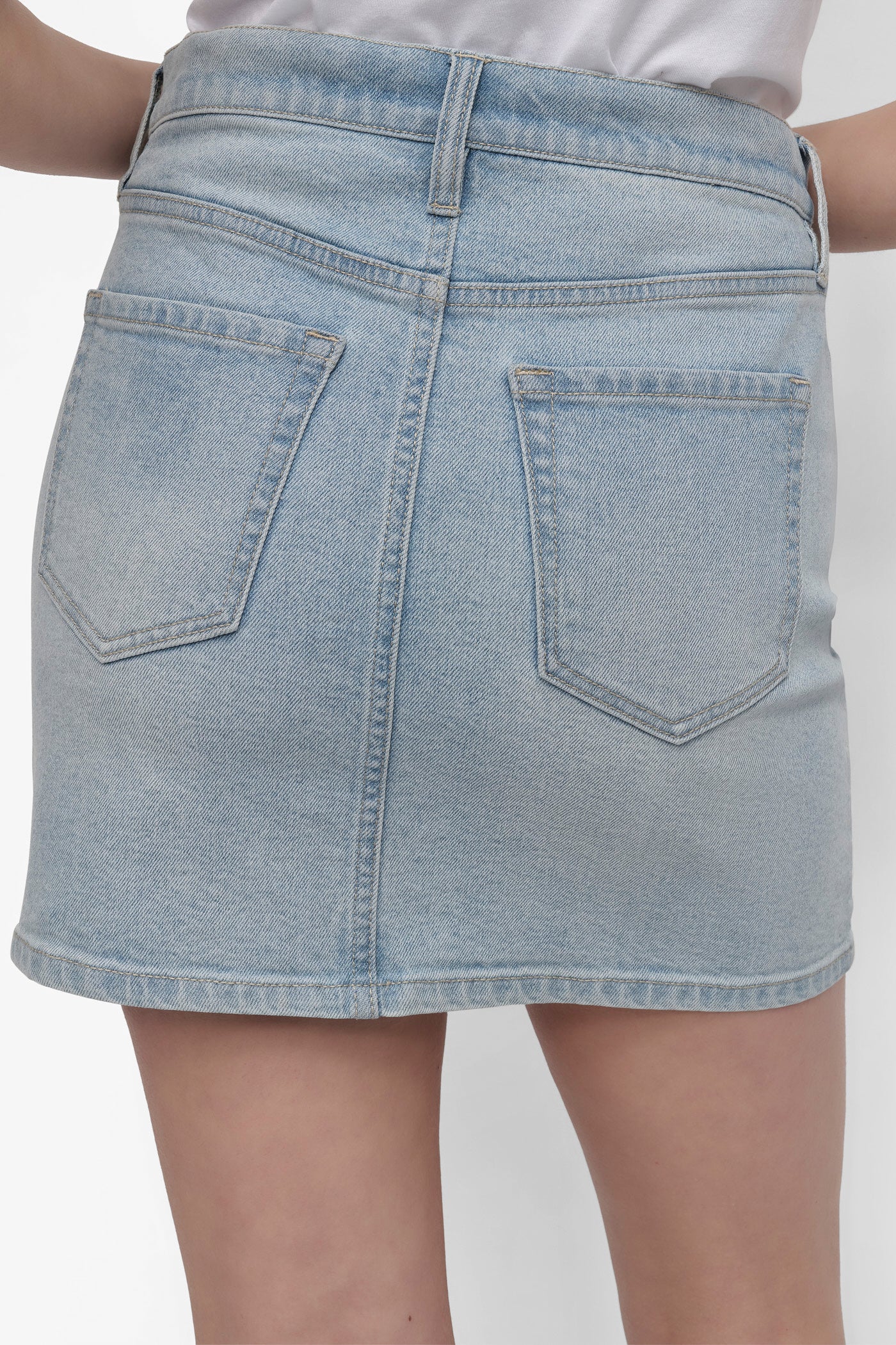 HEAT WAVE MINI SKIRT WITH RHINESTONE EMBELLISHMENT, VIEW 2 | Denim Destination