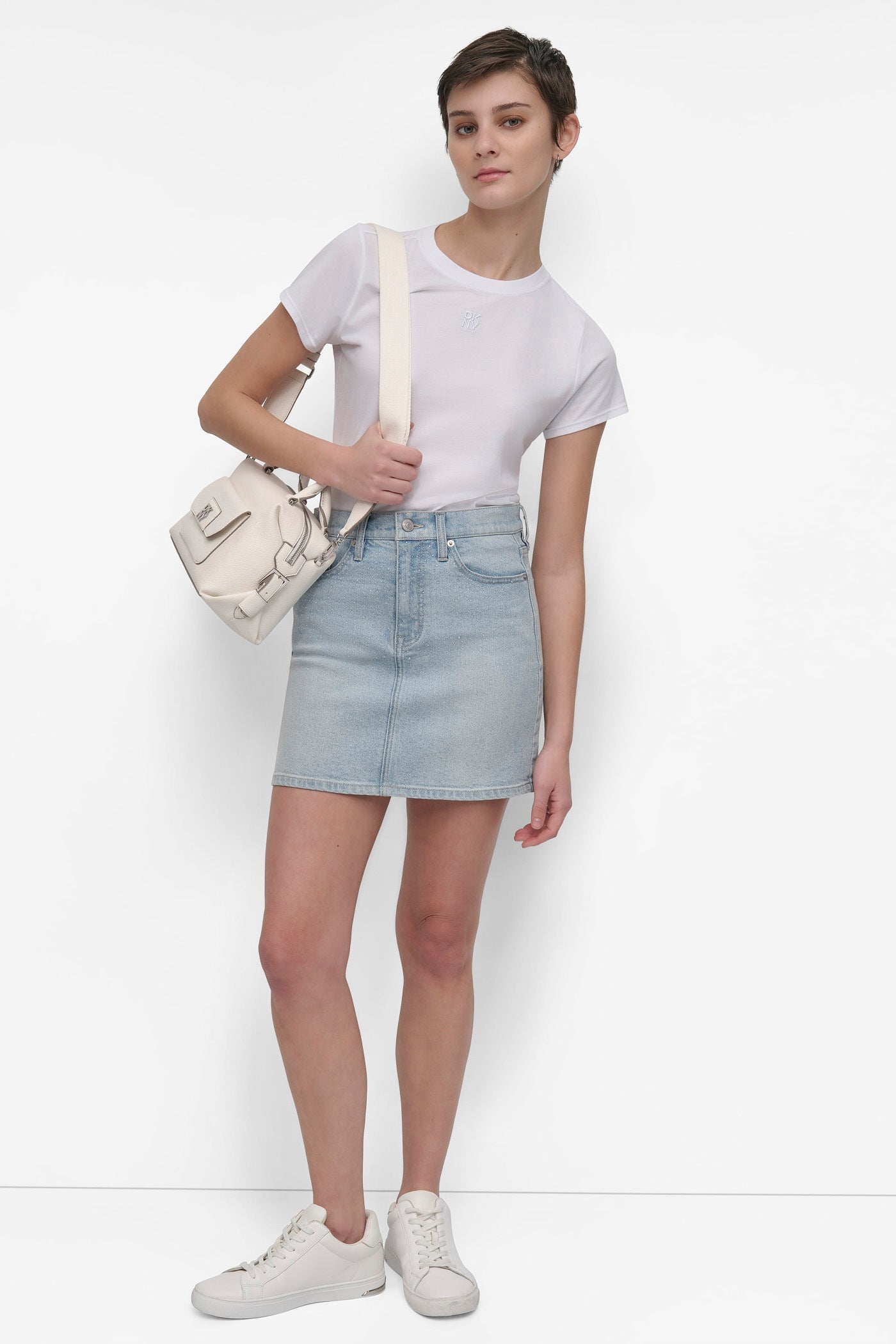 MINI SKIRT WITH RHINESTONE EMBELLISHMENT VIEW 6 | Denim Destination