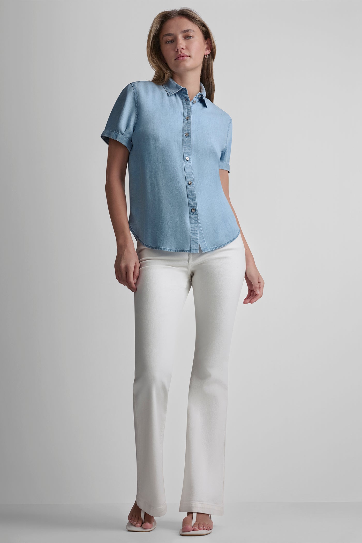 Chambray GARMENT DYE BUTTON-FRONT SHIRT, BACK VIEW | MUST-HAVES