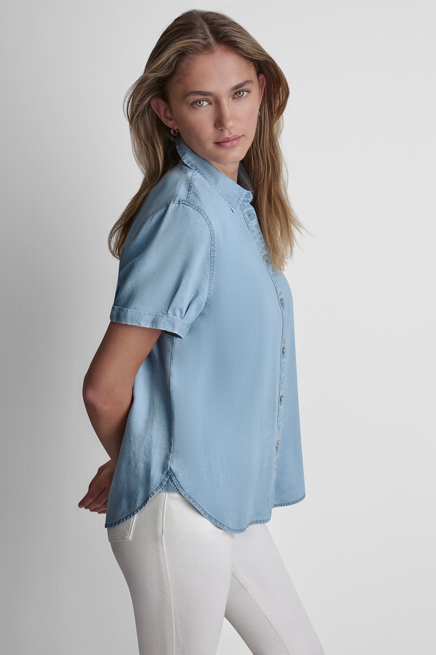 GARMENT DYE BUTTON-FRONT SHIRT VIEW 4 | MUST-HAVES