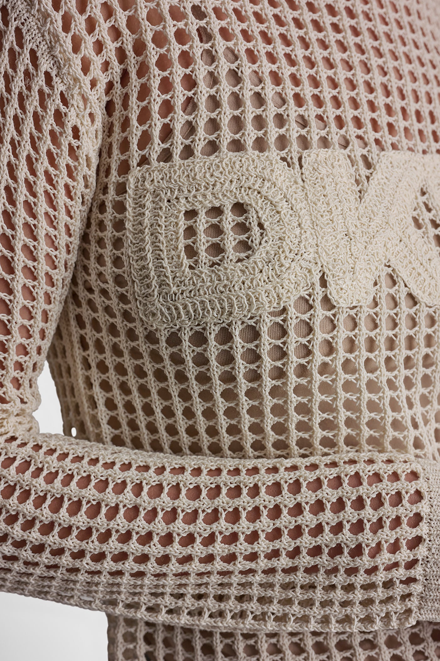 CROCHET OPEN-STITCH LOGO SWEATER VIEW 6 | WOMEN'S SWEATERS & TOPS