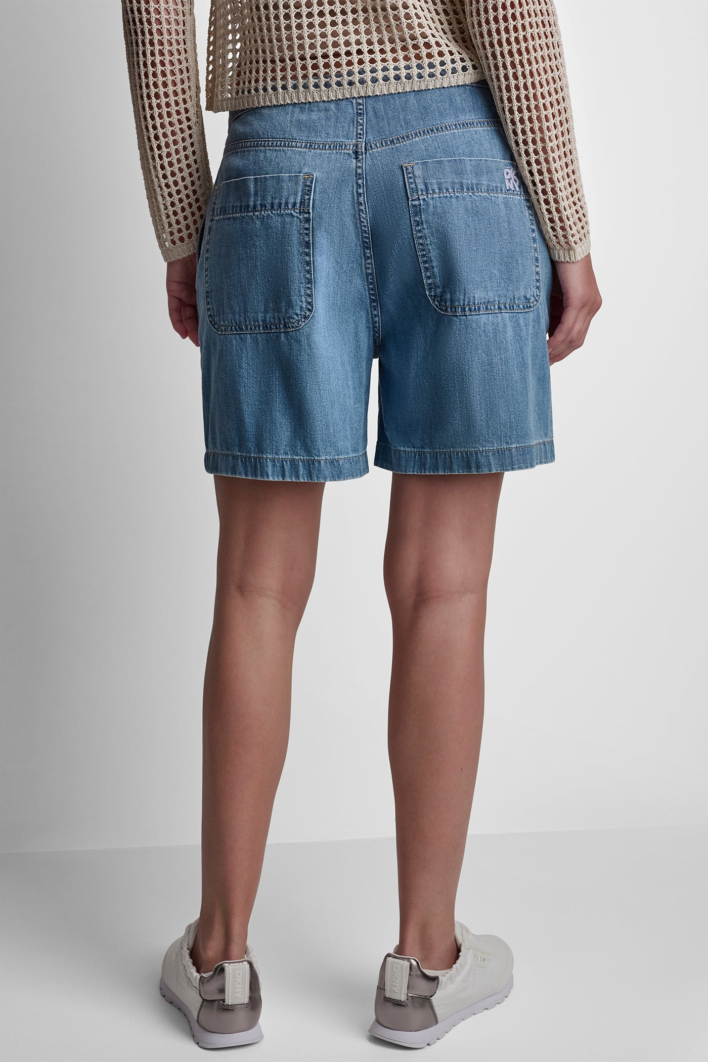 MID-RISE RELAXED DENIM SHORT WITH DRAWCORD VIEW 3 | Clothing