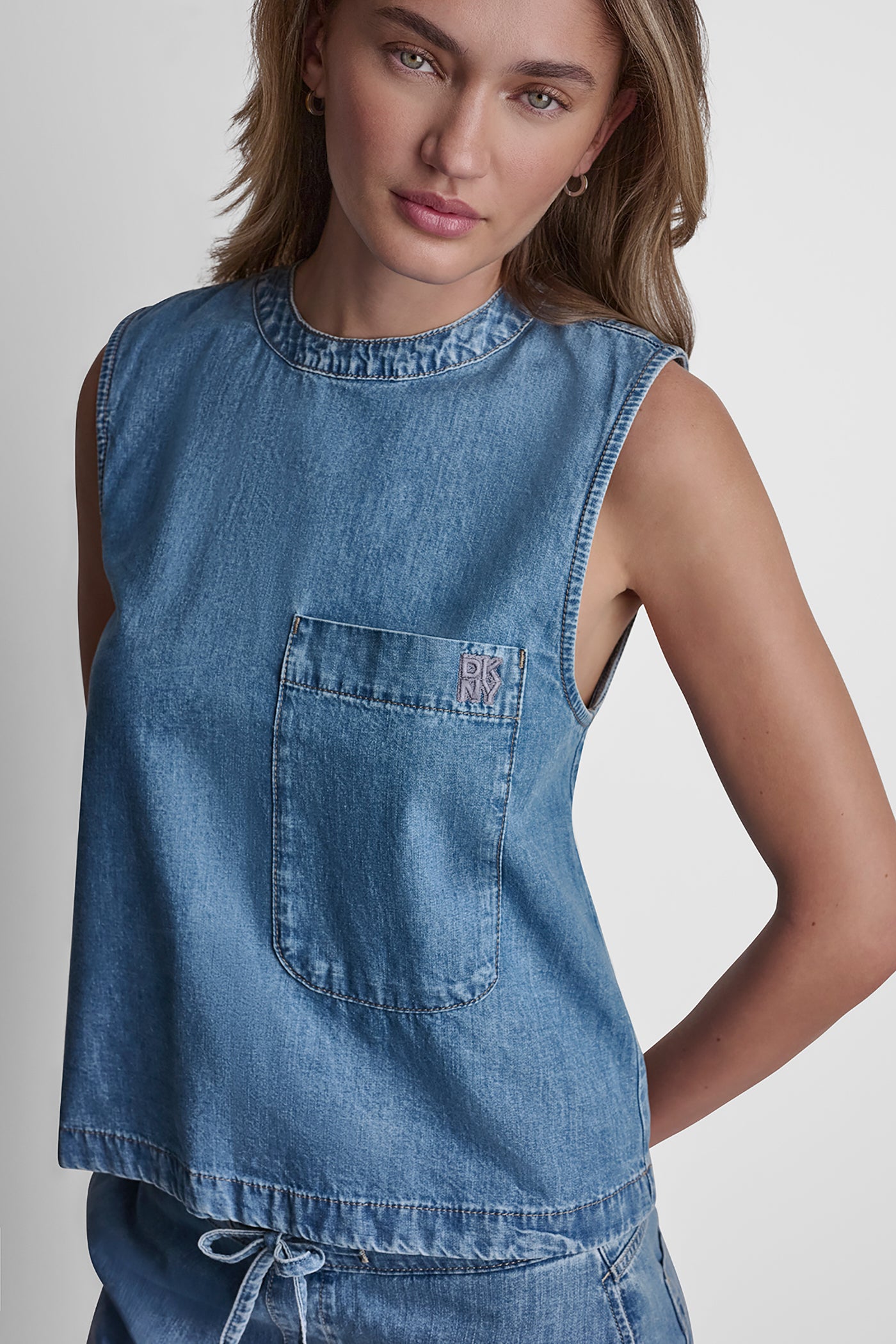 Paladino SLEEVELESS DENIM TOP, VIEW 2 | New Arrivals
