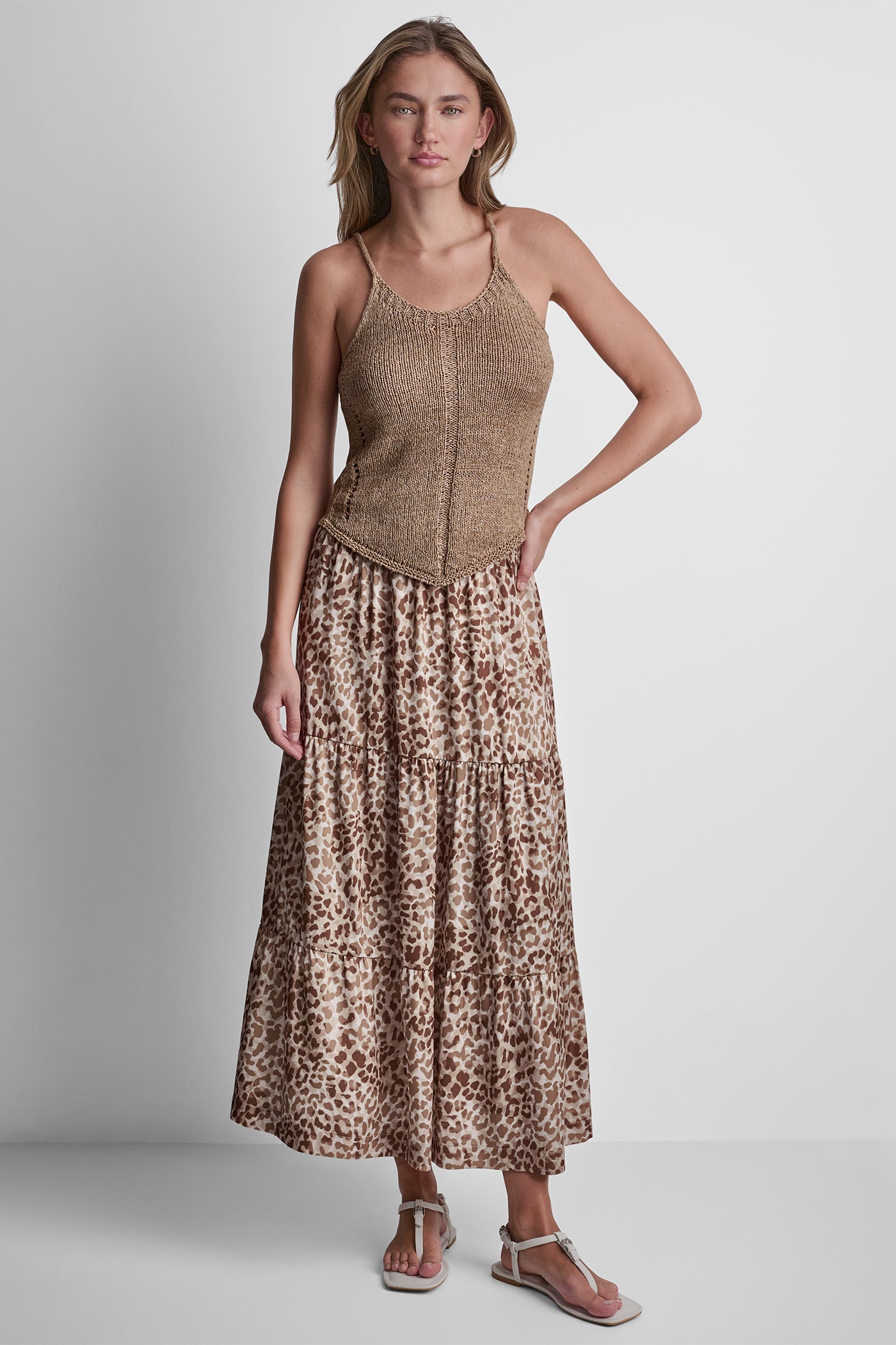 TIERED SATIN PRINTED SKIRT VIEW 5