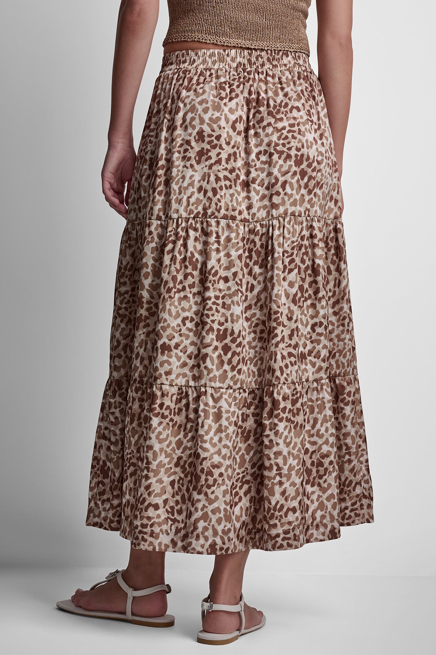 TIERED SATIN PRINTED SKIRT VIEW 3