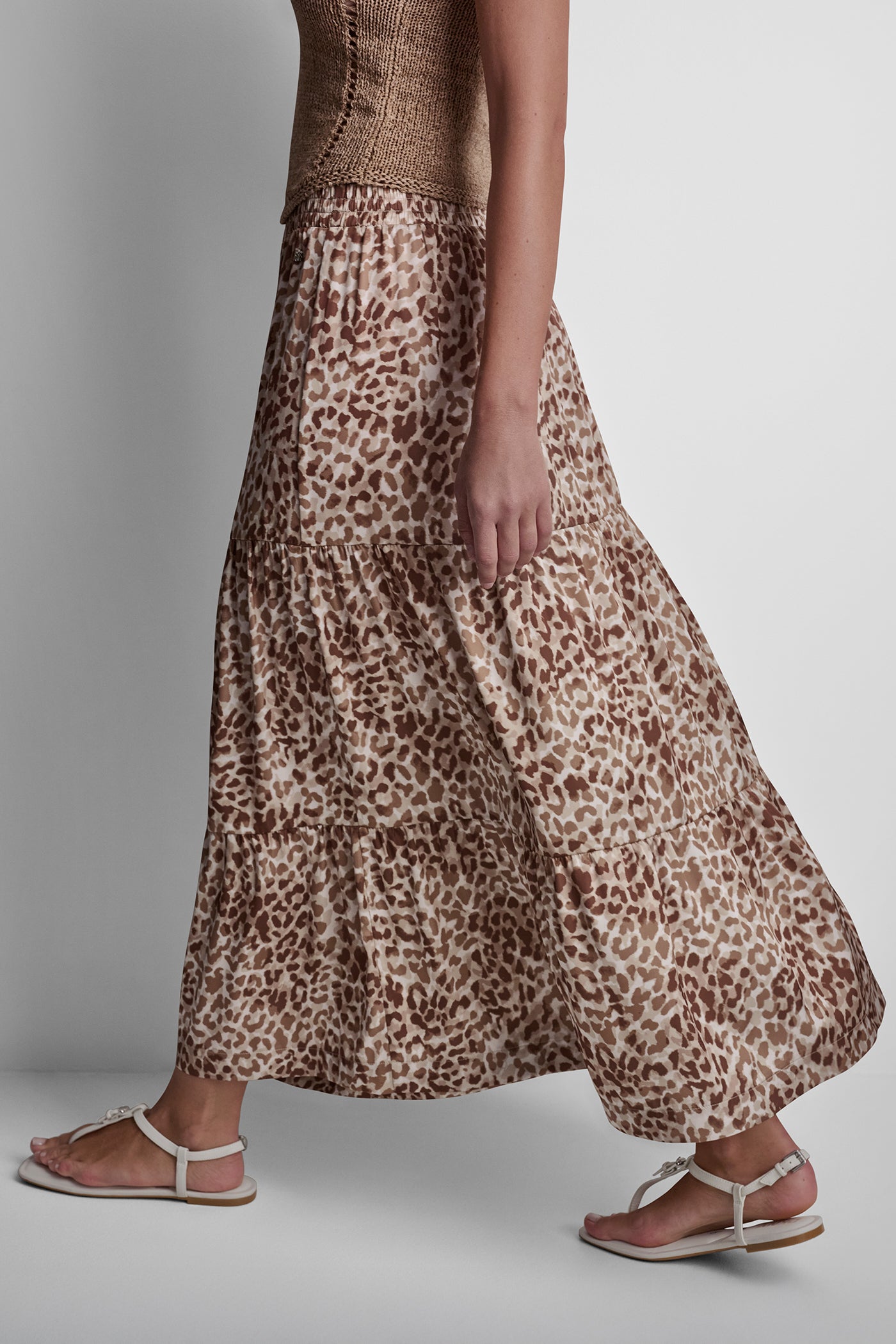 TIERED SATIN PRINTED SKIRT VIEW 4
