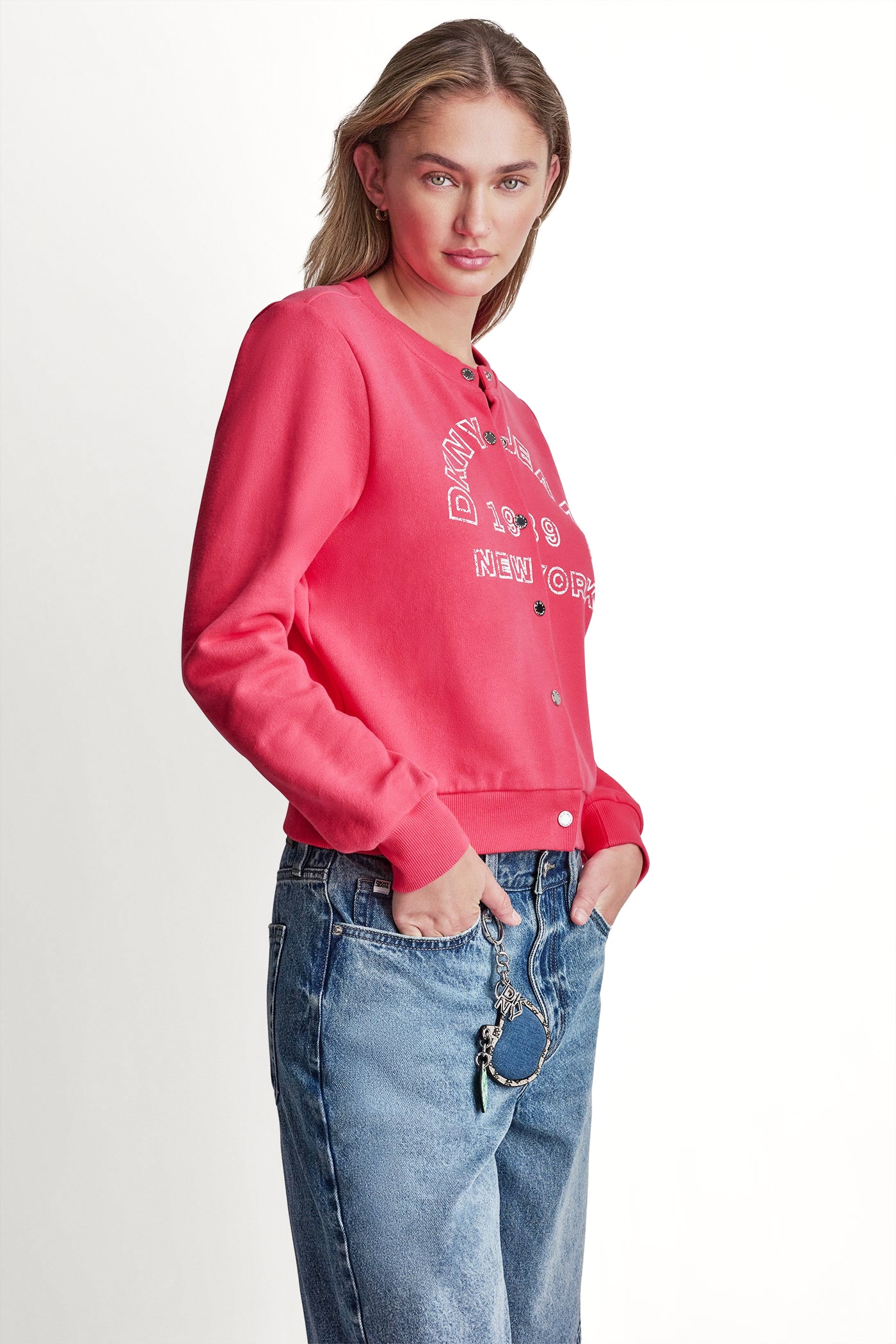 BUTTON FRONT SHRUNKEN LOGO JACKET VIEW 4 | Gifts Under $100