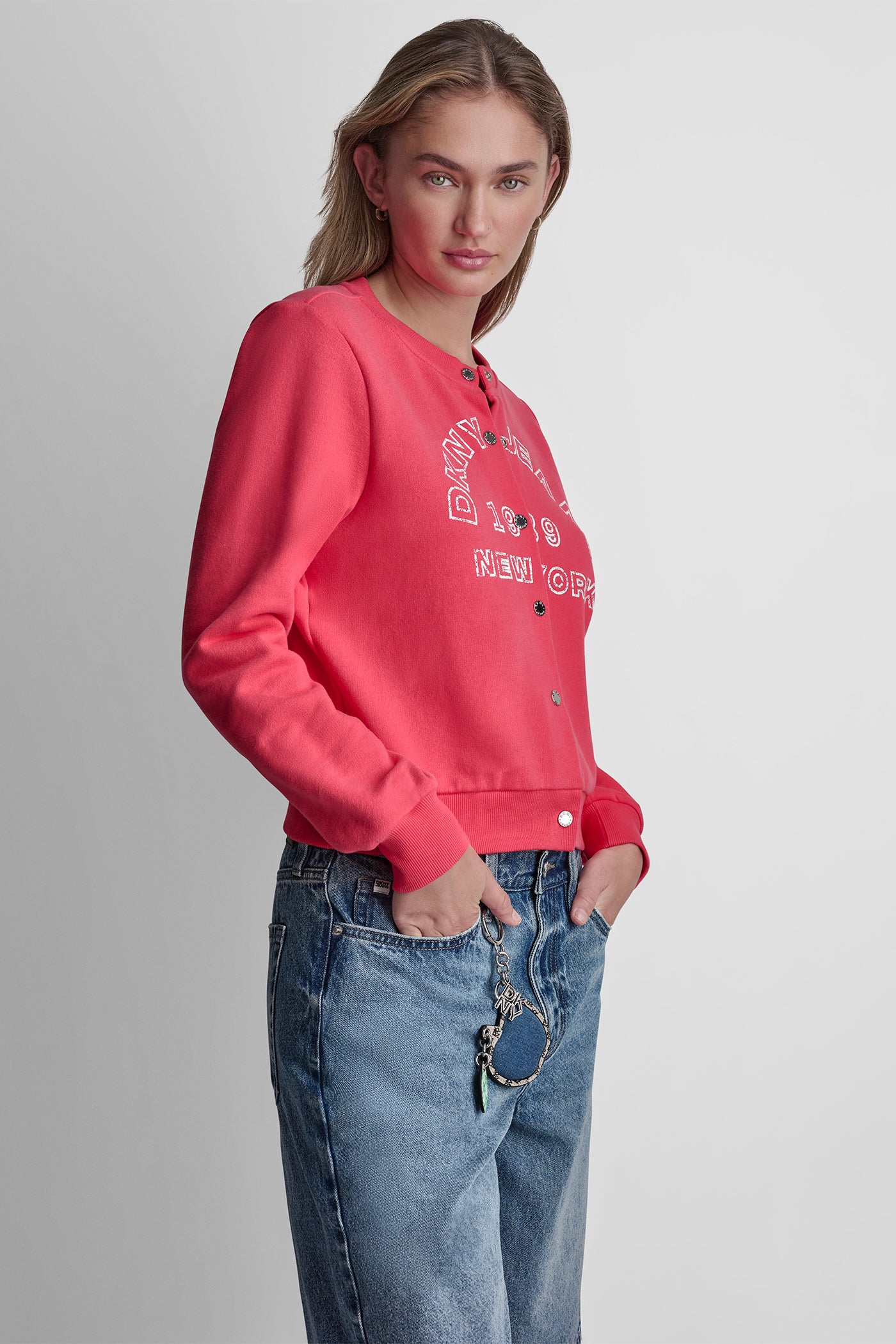 BUTTON FRONT SHRUNKEN LOGO JACKET VIEW 4 | Jackets & Trench Coats