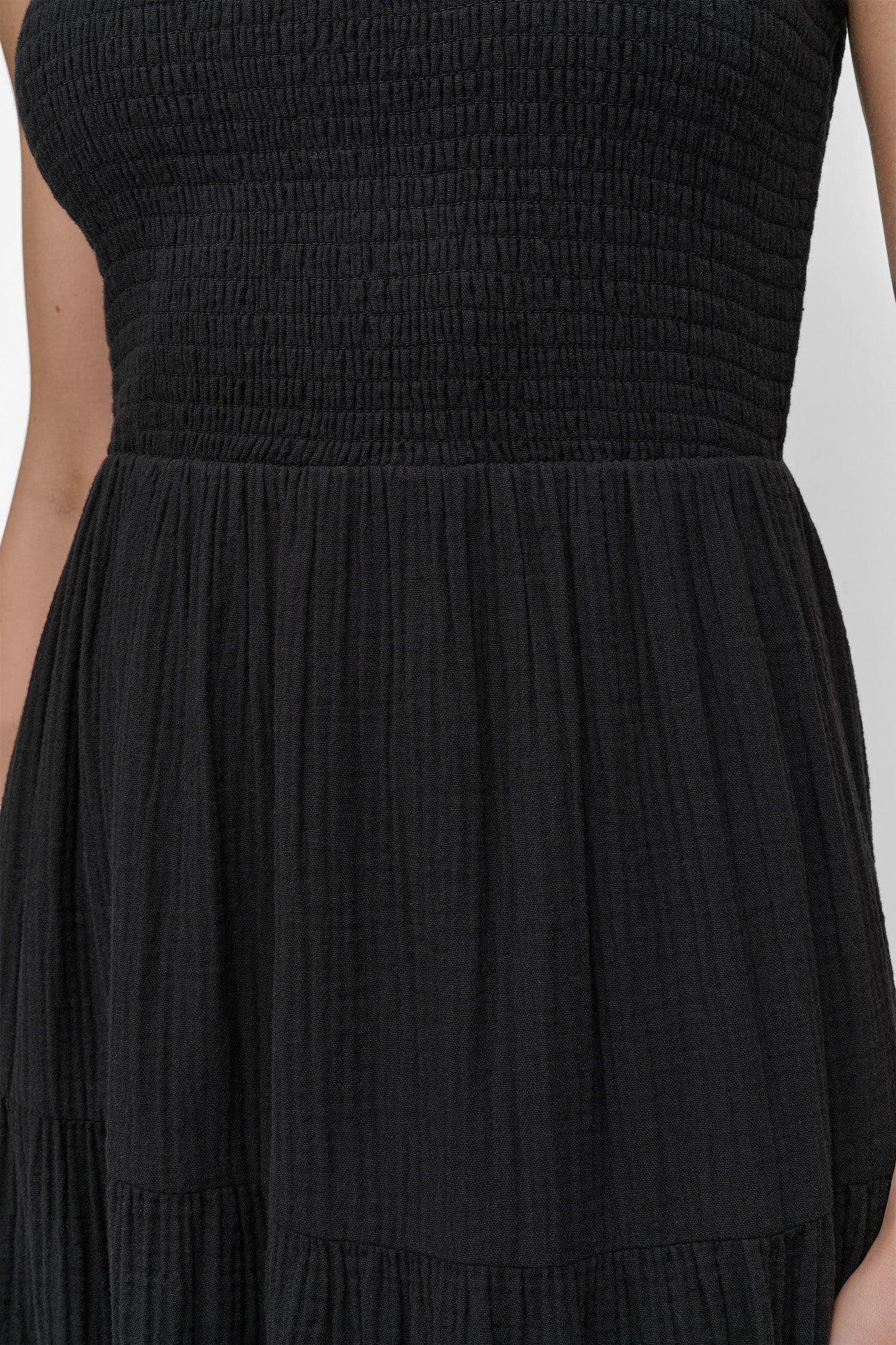 GAUZE TIERED SMOCKED DRESS VIEW 5 | Summer Essentials
