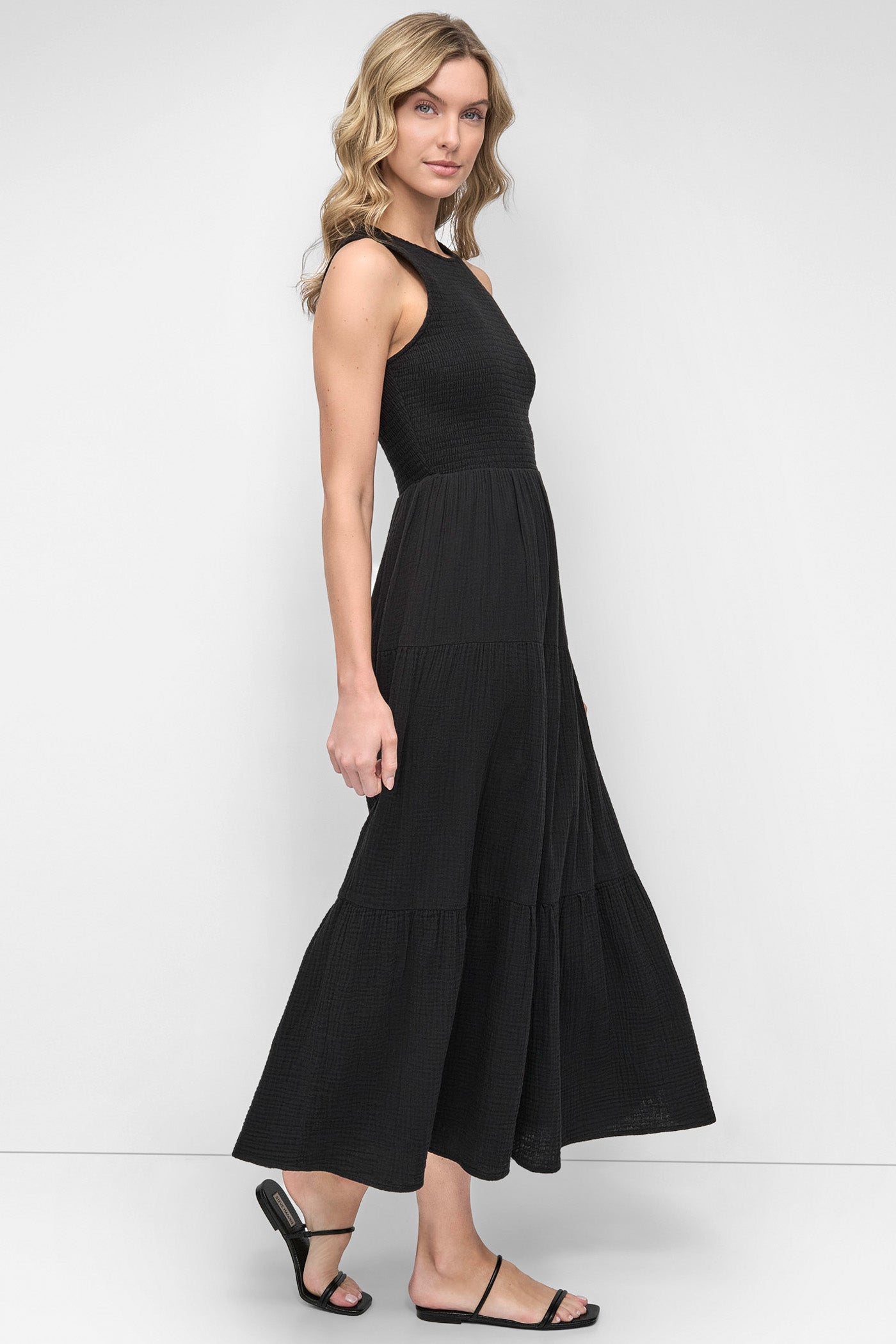GAUZE TIERED SMOCKED DRESS VIEW 3 | Summer Essentials