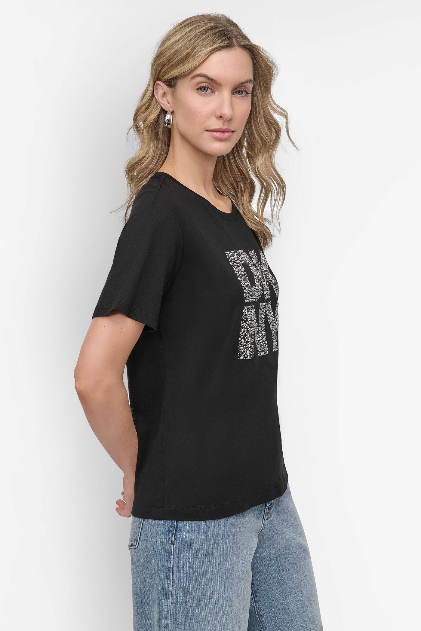 EMBELLISHED LOGO TEE VIEW 3 | DKNY JEANS