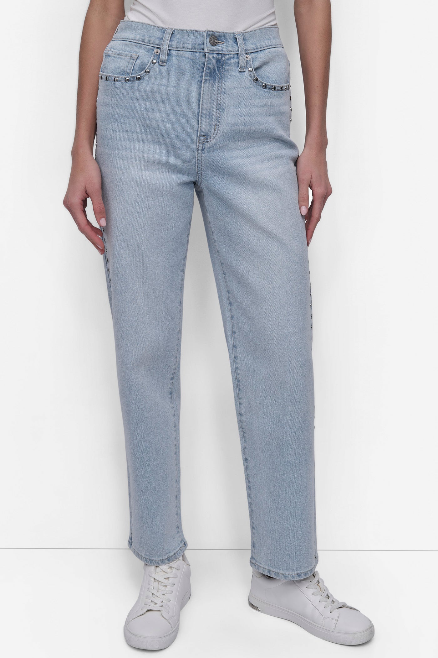 MONTEROSE HIGH Rise Length CLASSIC STRAIGHT W/STUD EMBELLISHMENT, FRONT VIEW | Denim Destination